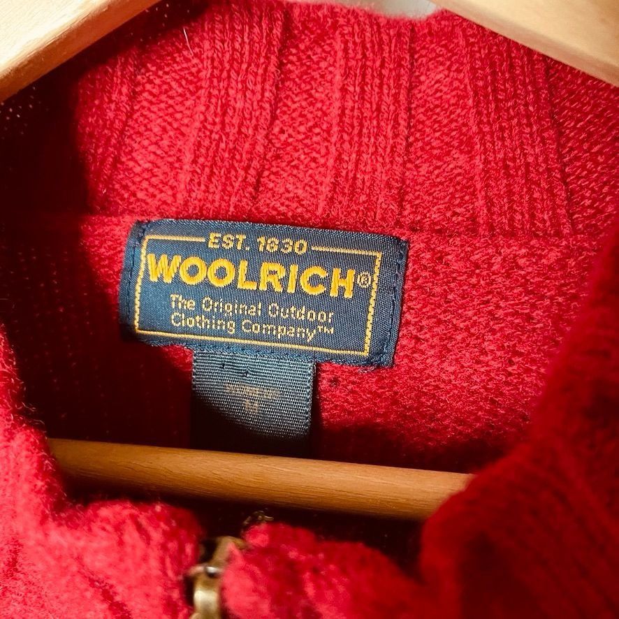 Vintage Womens Vintage Sweater Woolrich Medium Red Lambs Wool u Zip Size M / US 6-8 / IT 42-44 - 3 Thumbnail