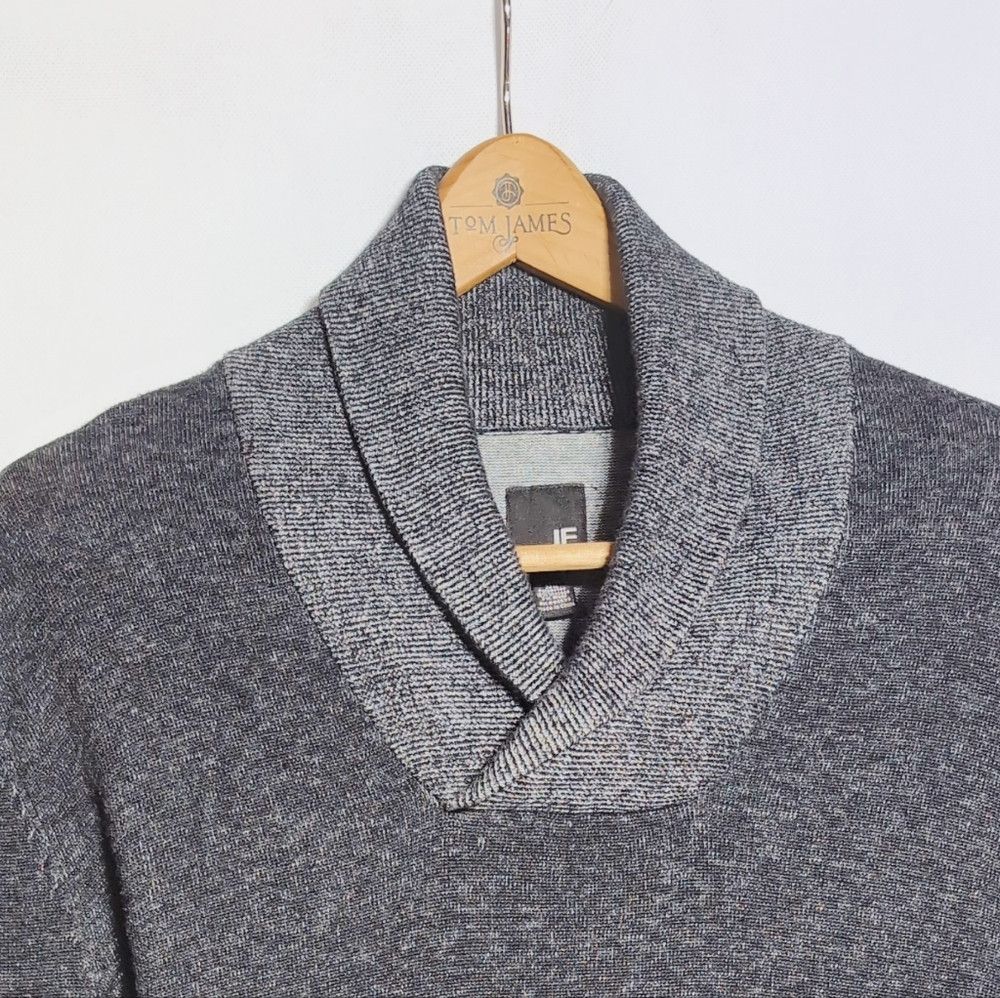 J Ferrar J.Ferrar Gray Shawl Collar Sweater Cotton Poly Viscose Wool Size XL / US 12-14 / IT 48-50 - 4 Thumbnail