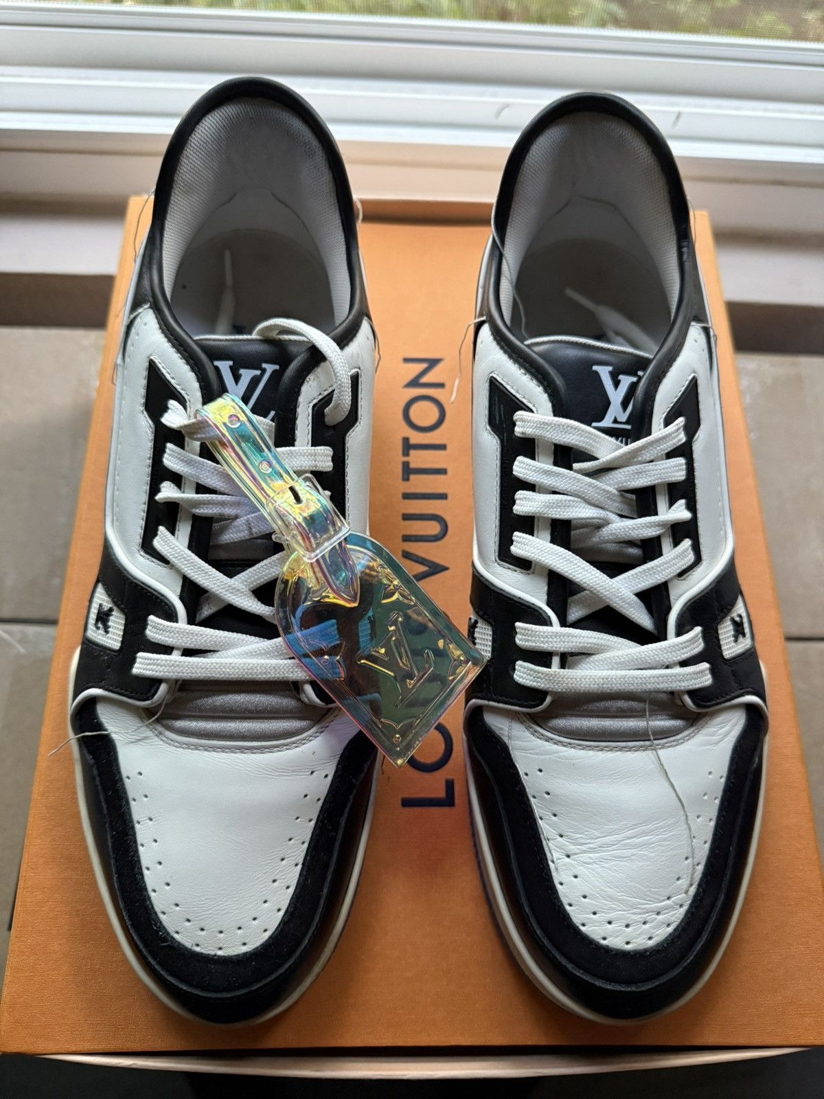 Louis Vuitton Louis Vuitton Black White Blue SS21 Upcycled Trainer Sneaker Size US 9.5 / EU 42-43 - 4 Thumbnail