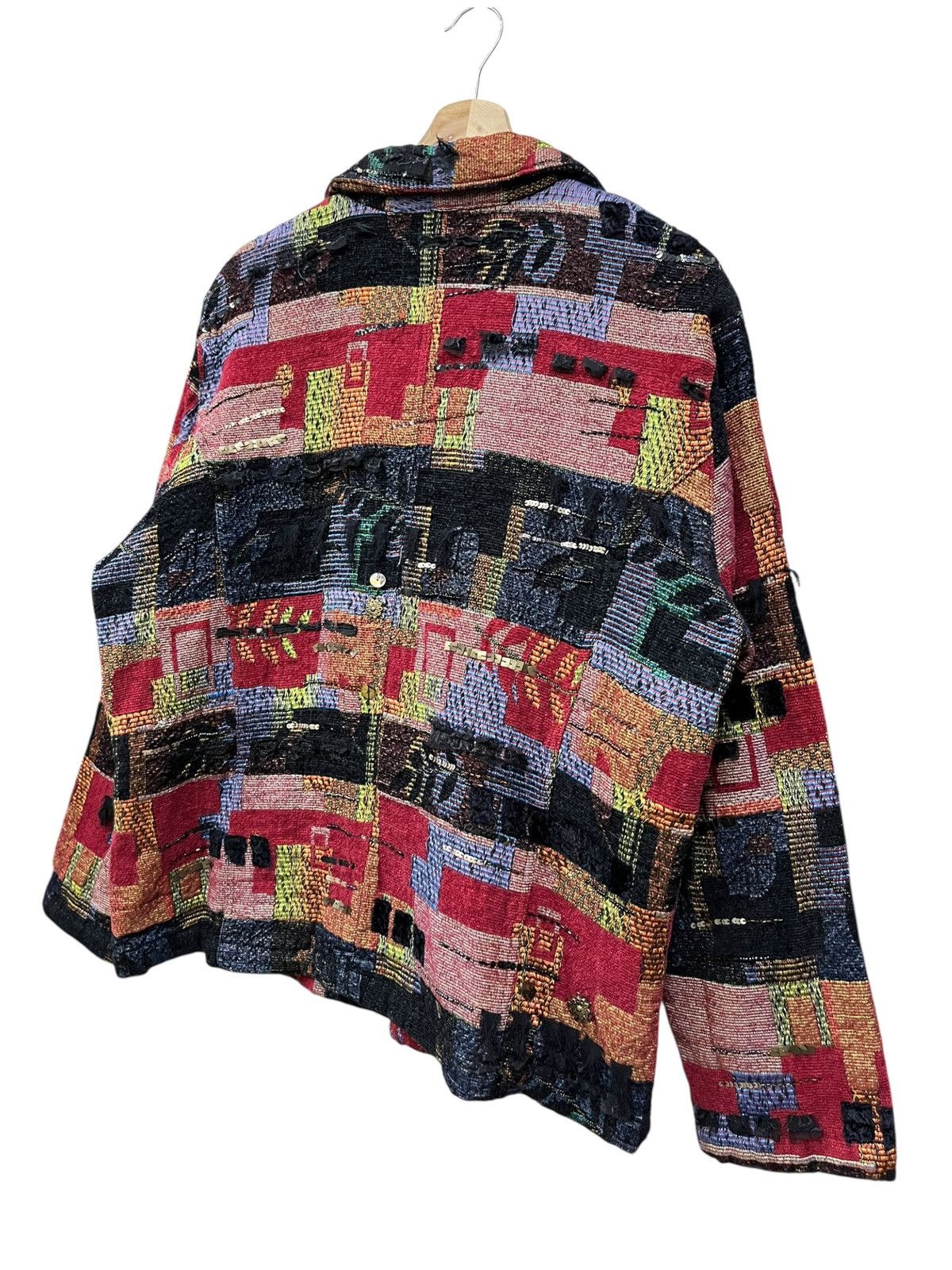 Chicos Vtg Tapestry Patchwork Art Blazer Grunge Avant Garde Jacket Size M / US 6-8 / IT 42-44 - 7 Thumbnail