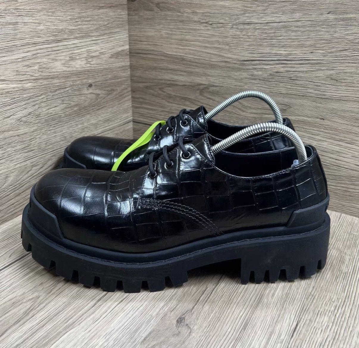 Balenciaga Balenciaga Bloc Rim black leather square derby shoes