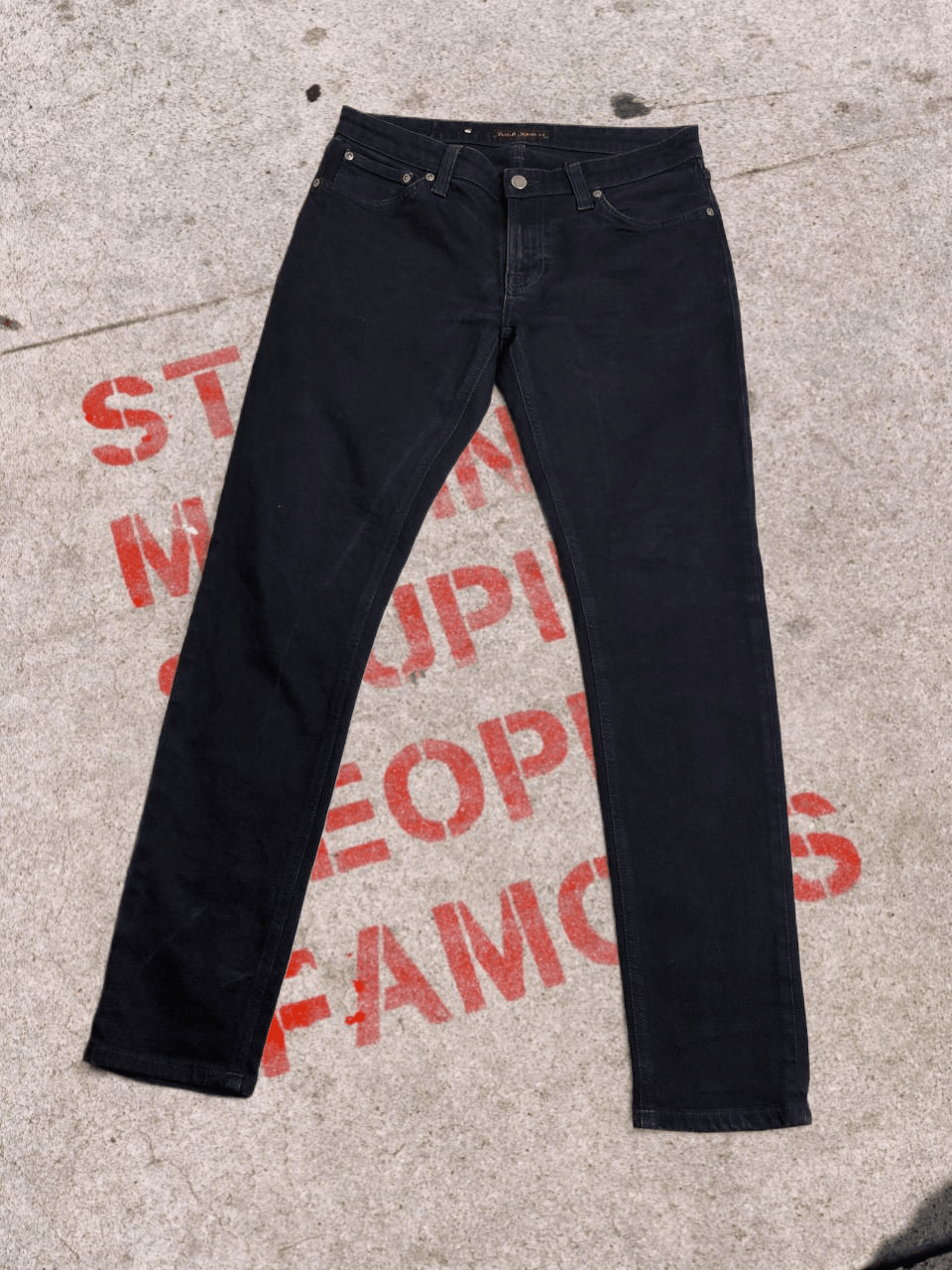 Nudie Jeans NUDIE Black Wash Denim Regular Skinny Straight Jeans Size US 32 / EU 48 - 1 Thumbnail