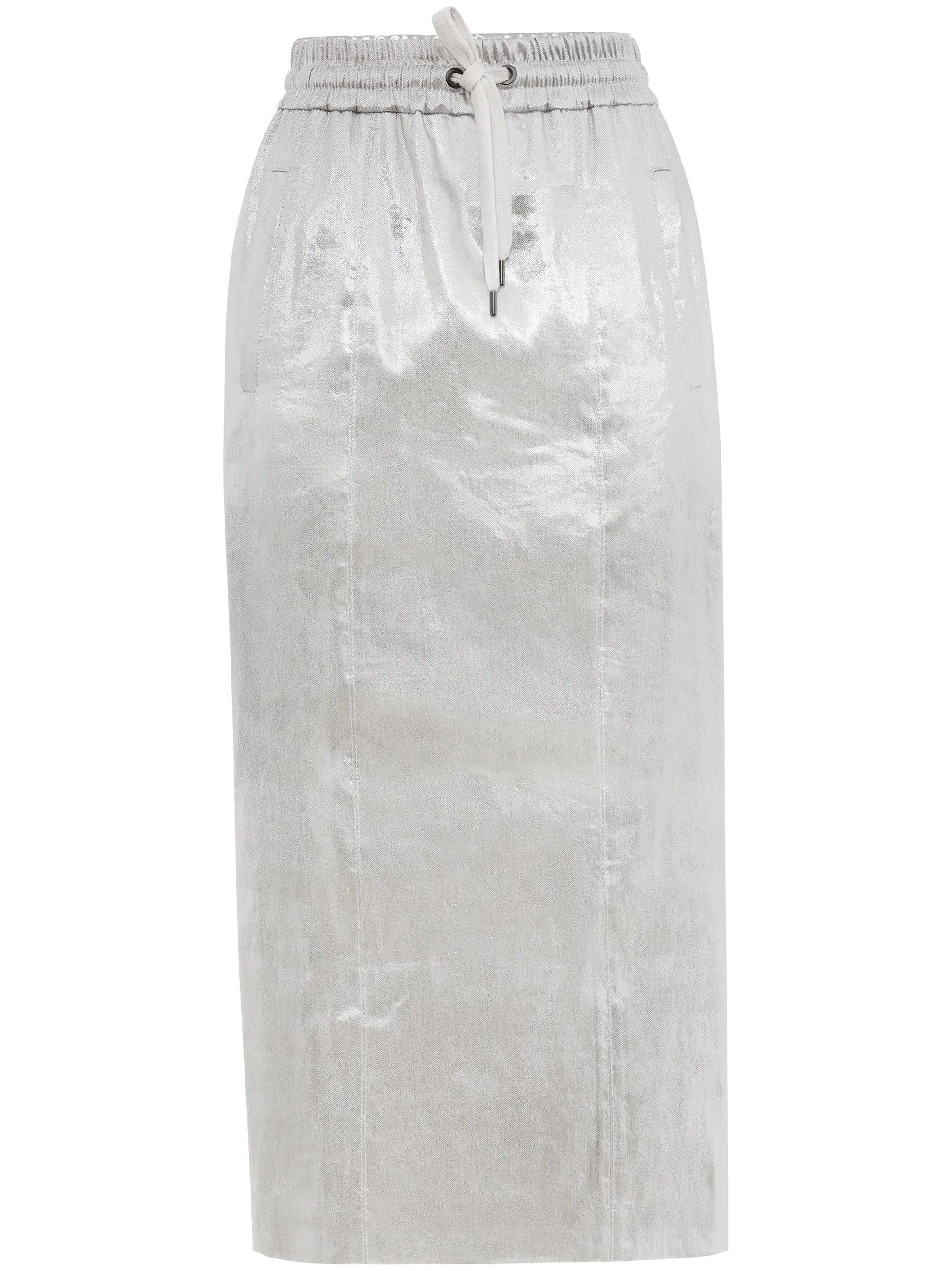 Brunello Cucinelli o1y0725 Midi Skirt in Light Gray Size 27" / US 4 / IT 40 - 1 Thumbnail