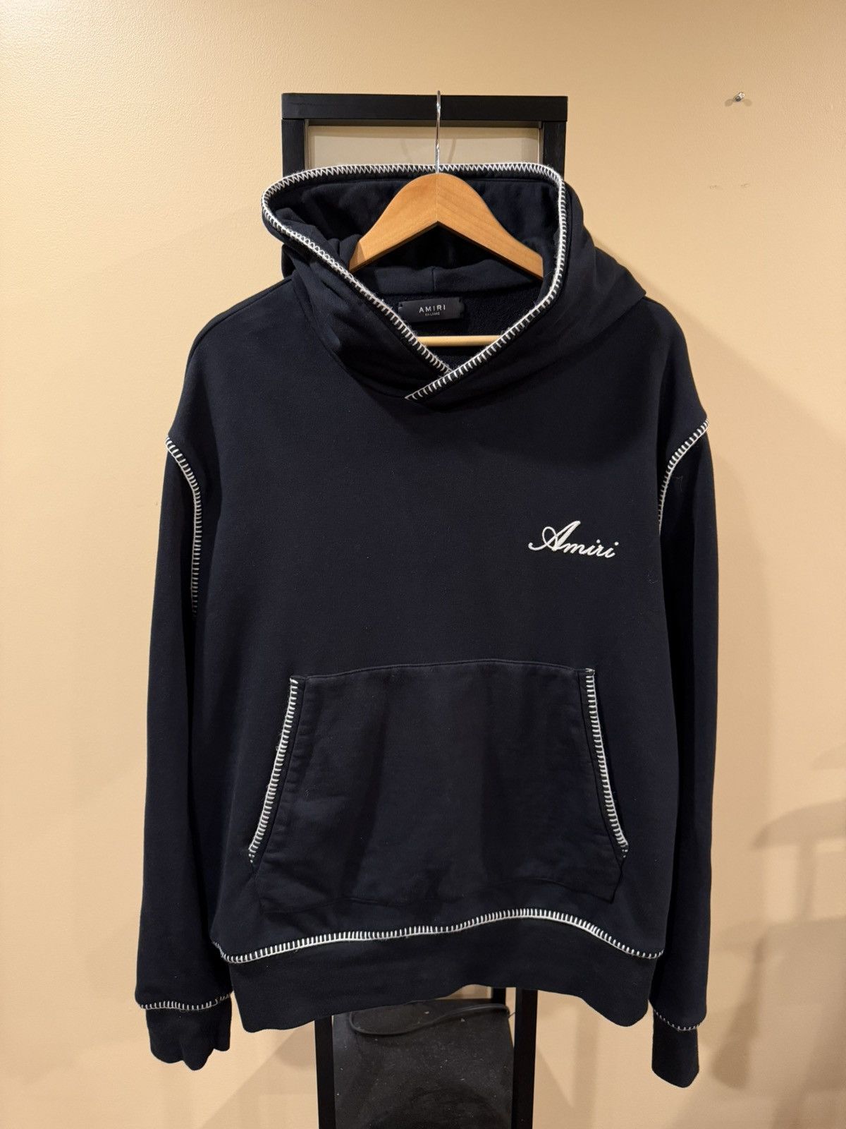 Amiri Amiri Chain Stitch Embroidered Logo Black Pullover Hoodie Size US XXL / EU 58 / 5 - 15 Thumbnail