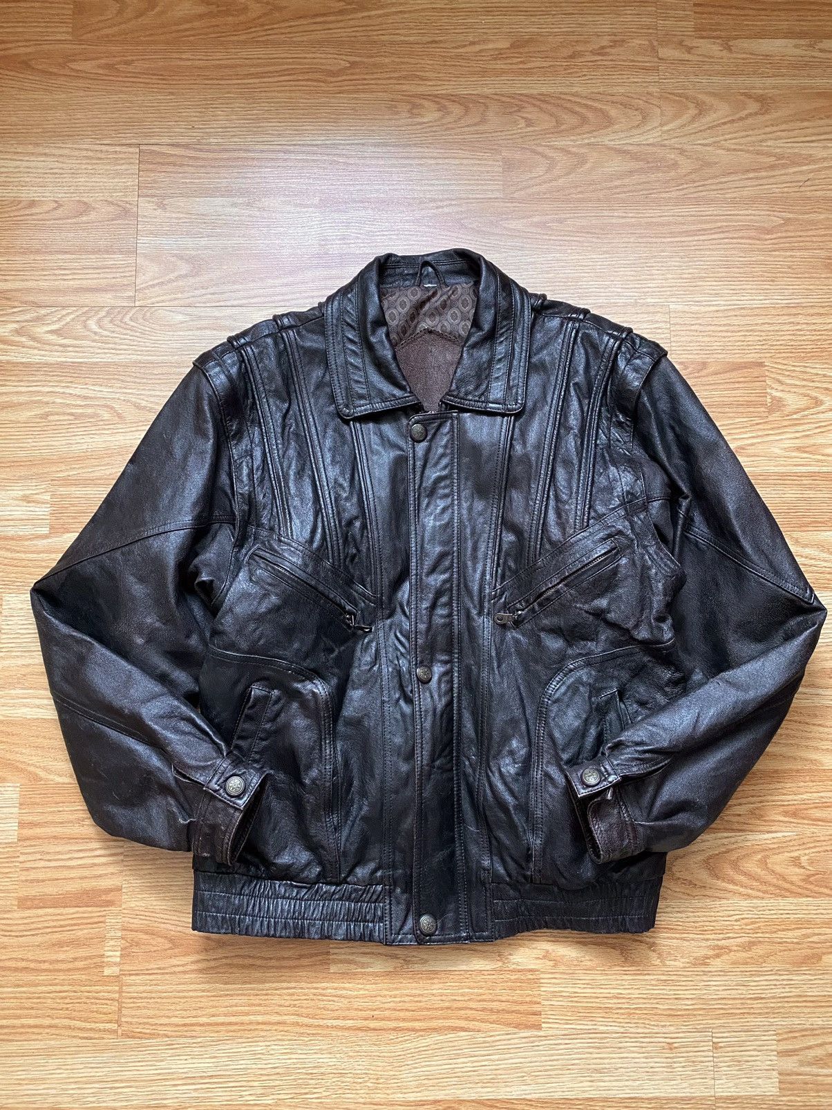 Vintage Vintage Leather Bomber Transformer Vest Jacket YKK Zip 80s Size US M / EU 48-50 / 2 - 4 Thumbnail