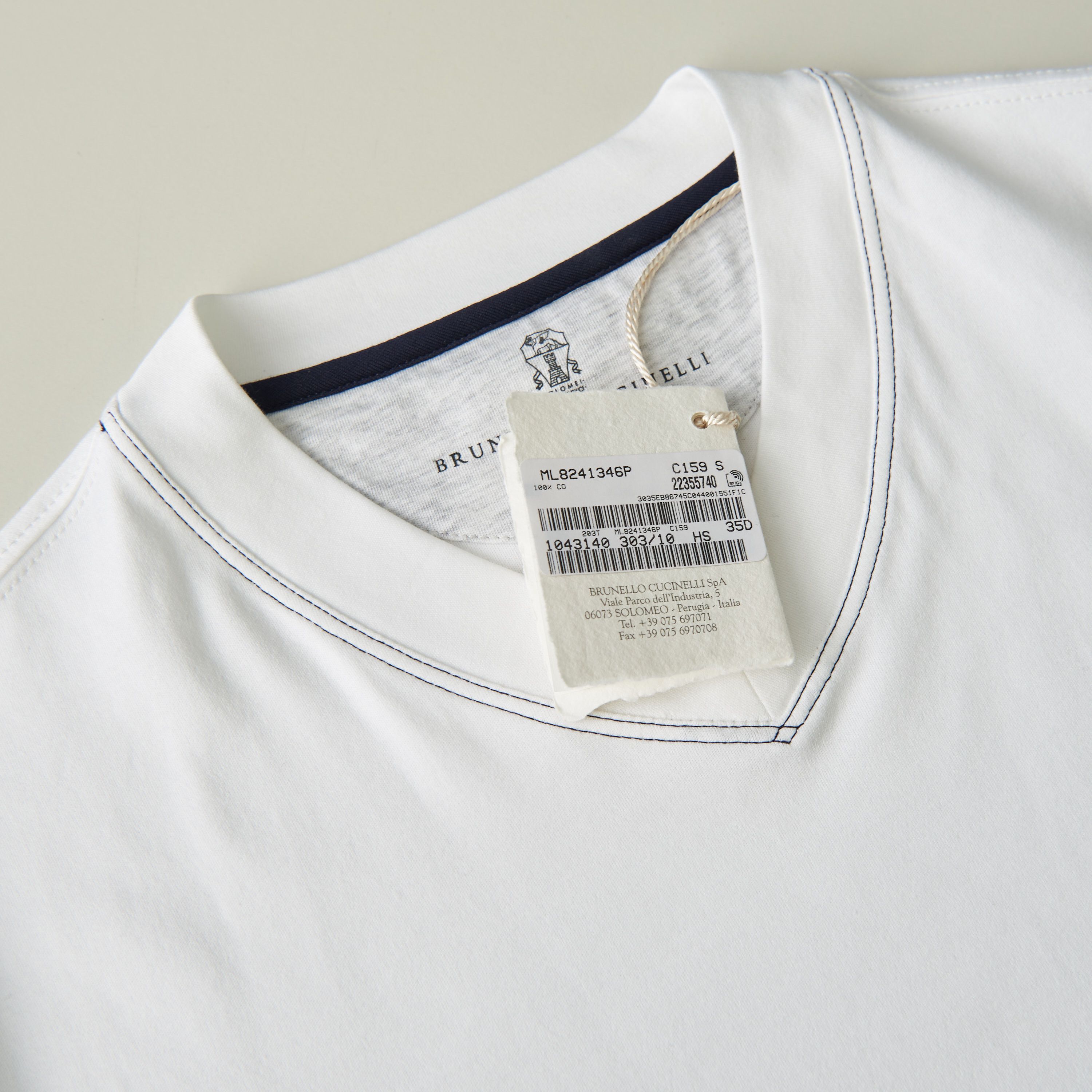 Brunello Cucinelli White V-Neck T-shirt - Short-sleeve, Cotton Interlock Size US XXL / EU 58 / 5 - 11 Thumbnail