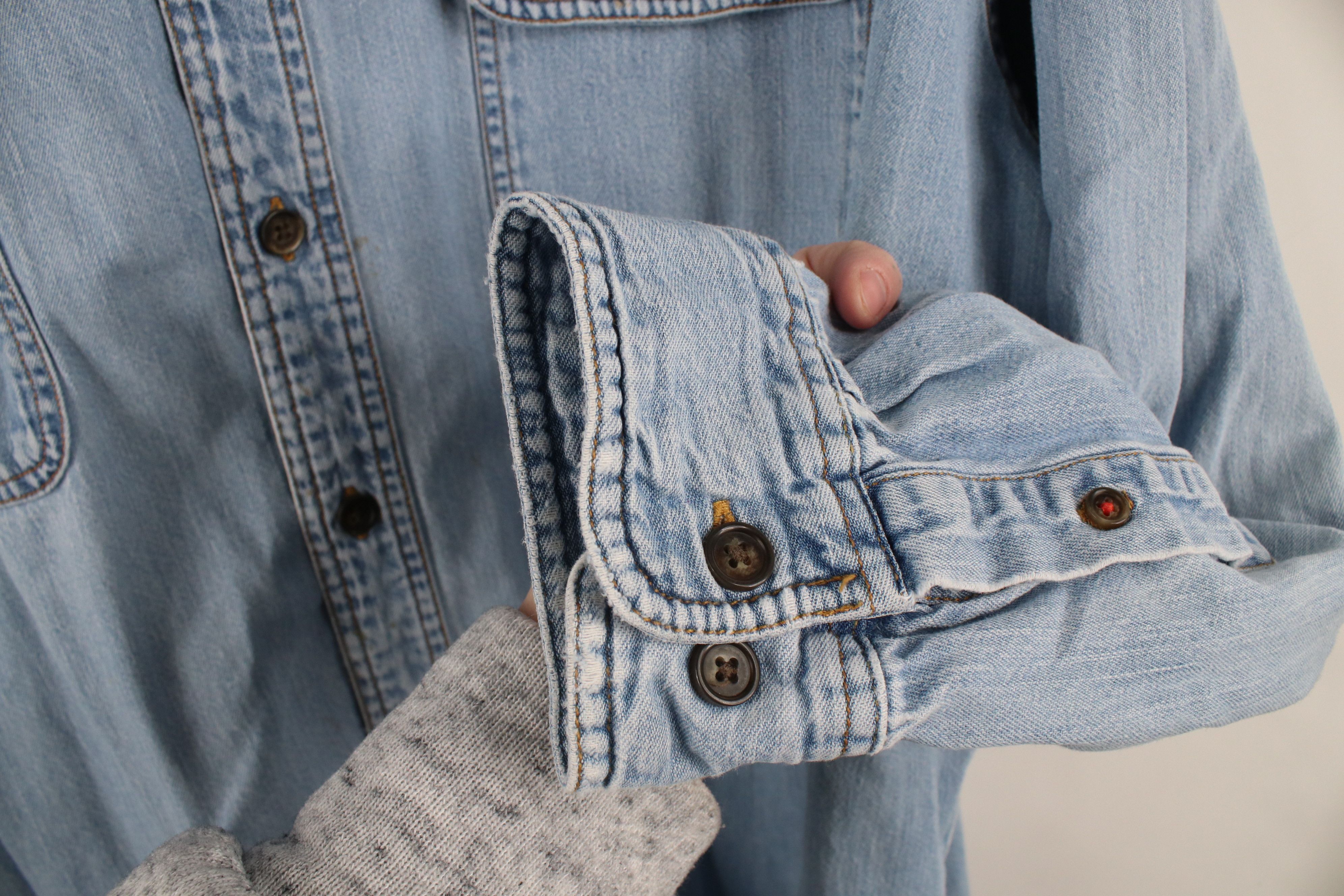 Vintage Vintage 90s Streetwear Denim Jean Collared Button Shirt Blue Size US XL / EU 56 / 4 - 10 Thumbnail