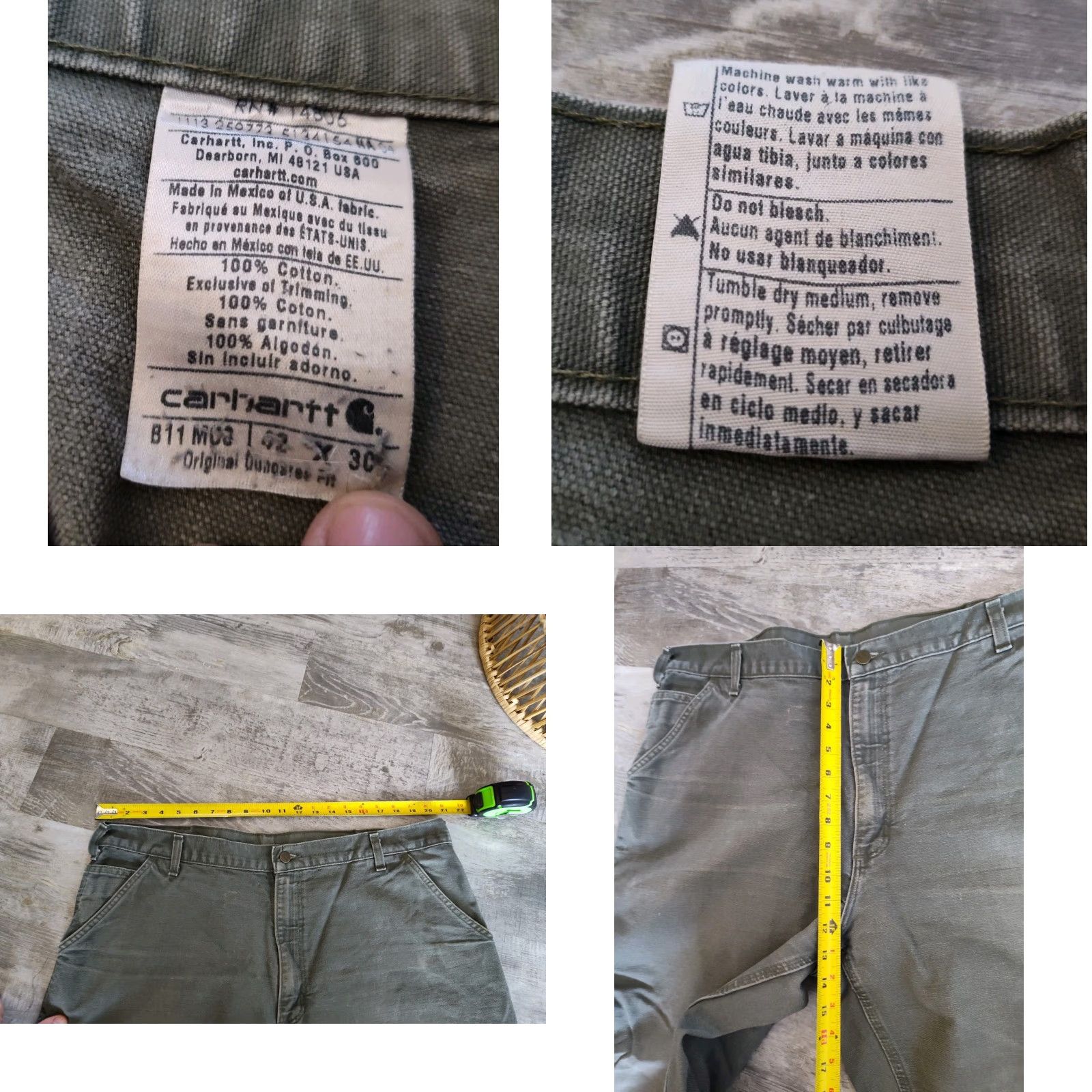 Carhartt VINTAGE Carhartt B11 MOS Distressed Green Carpenter Pants Men’s 42x30 Y2K Grunge Workwear Size US 42 / EU 58 - 8 Thumbnail
