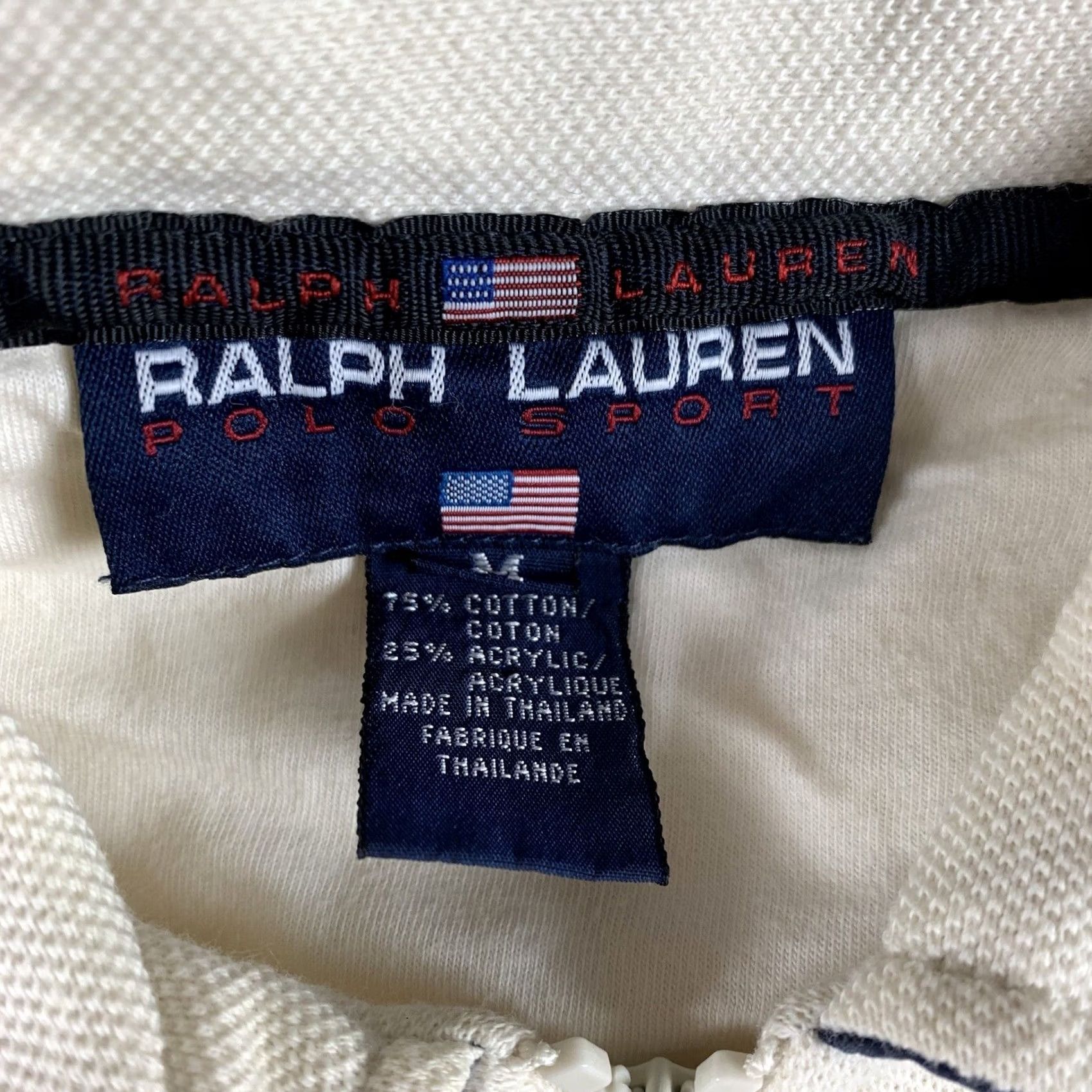 Ralph Lauren VINTAGE Ralph Lauren Sweater Mens Medium Ivory Pullover Striped Sleeve Size US M / EU 48-50 / 2 - 5 Thumbnail