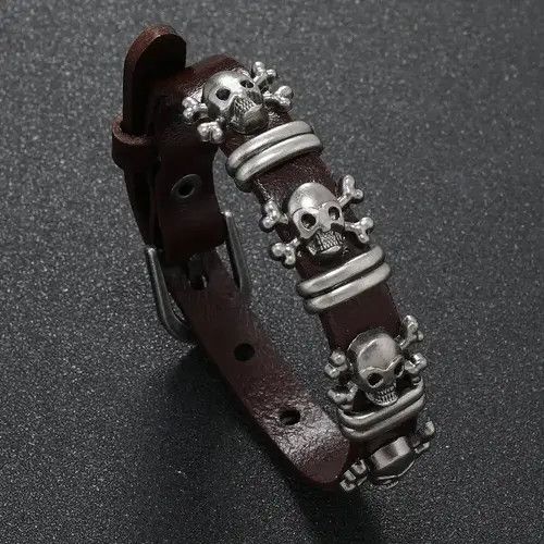 Japanese Brand × Leather Gothic Punk Skull Leather Bracelet Size ONE SIZE - 2 Thumbnail