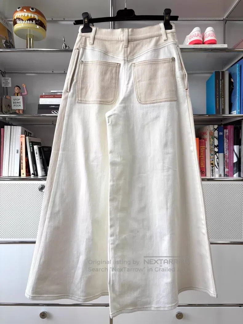 Chanel Chanel White light pink slit high-waisted denim wide-leg p Size 42" / US 20 - 2 Thumbnail