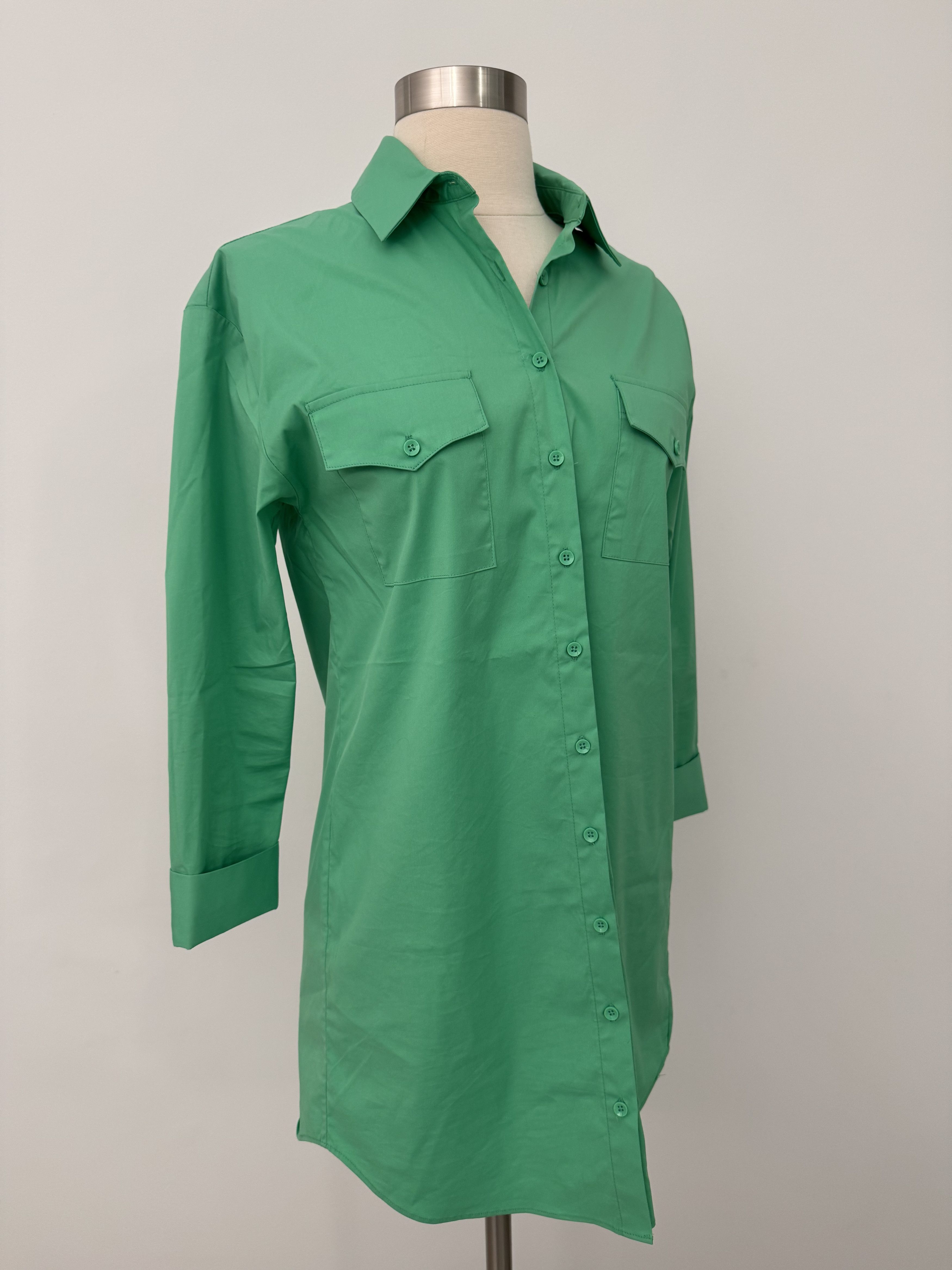 Alice + Olivia Green Button Down Shirt Dress Size XS / US 0-2 / IT 36-38 - 2 Thumbnail