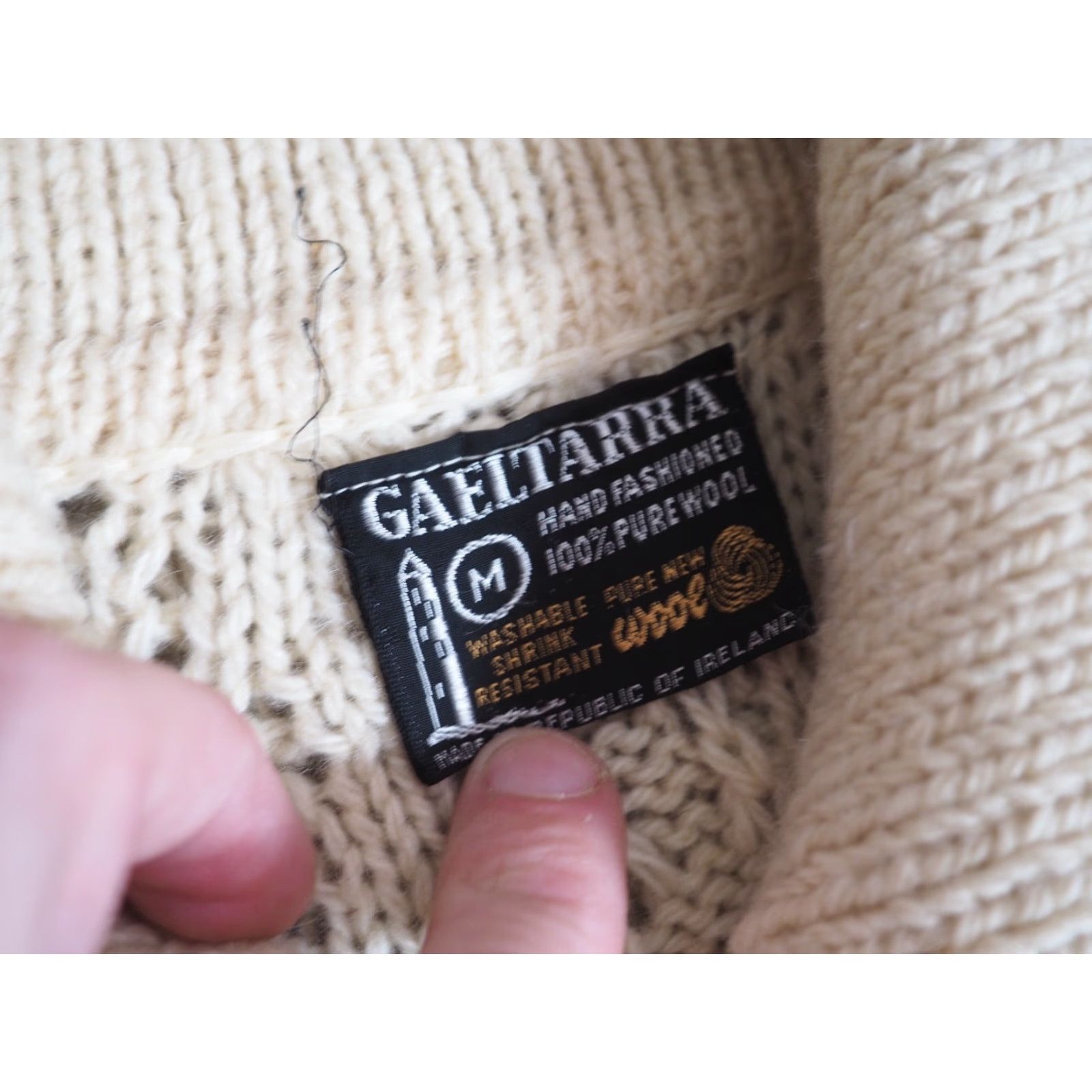 Vintage VTG Gaeltarra 100% Pure Wool Ireland Knit Zip Pocket Sweater Womens M Ivory 70s 80s Size M / US 6-8 / IT 42-44 - 4 Thumbnail