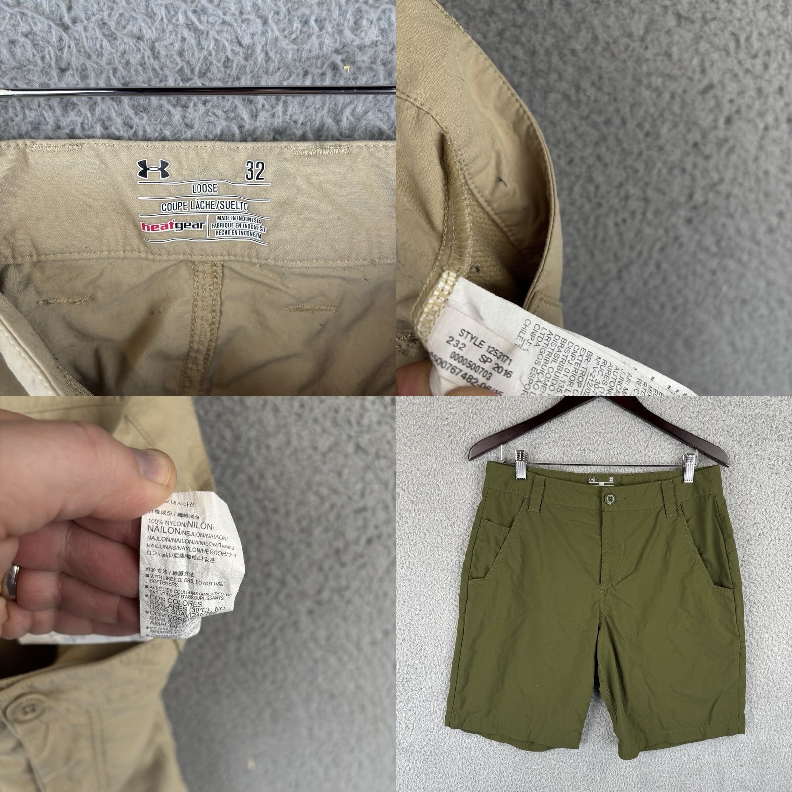 Under Armour Under Armour Shorts Mens 32 Beige Olive HeatGear Nylon Outdoor Cargo Relaxed Regular Zip Green 32 in Outdoor Mens Size US 32 / EU 48 - 8 Thumbnail