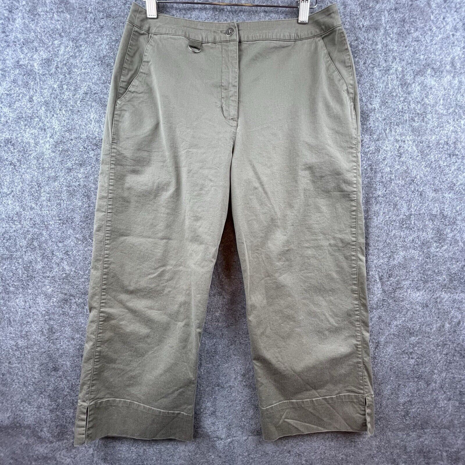 Chicos Chico's Design Pants Womens 1 Small Olive Straight Crop Wide Size 29" - 1 Thumbnail