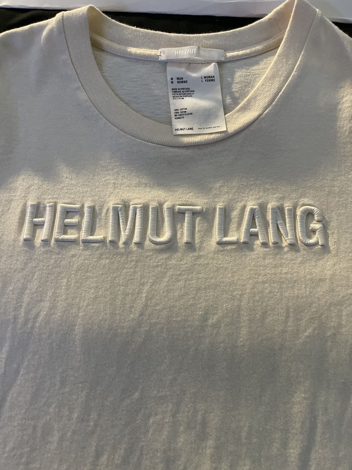 Helmut Lang Helmut Lang Cream Embroidery T Shirt Size US M / EU 48-50 / 2 - 2 Thumbnail