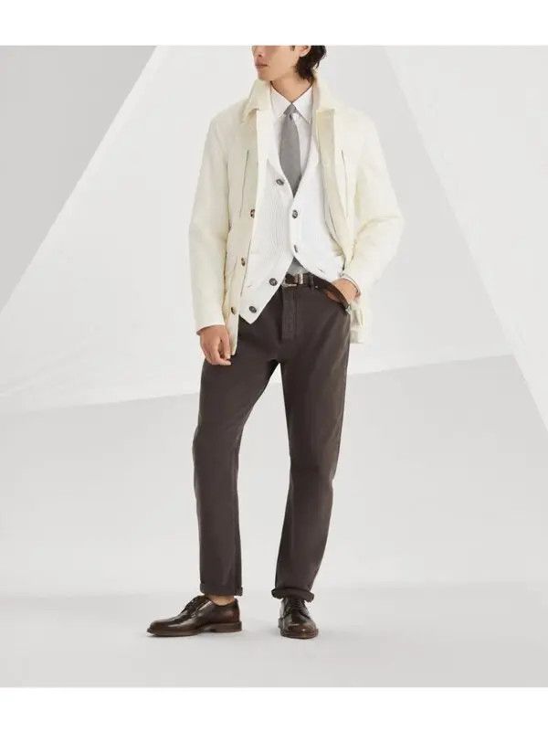 Brunello Cucinelli o1y0526 Belted Jacket in White Size US S / EU 44-46 / 1 - 5 Thumbnail
