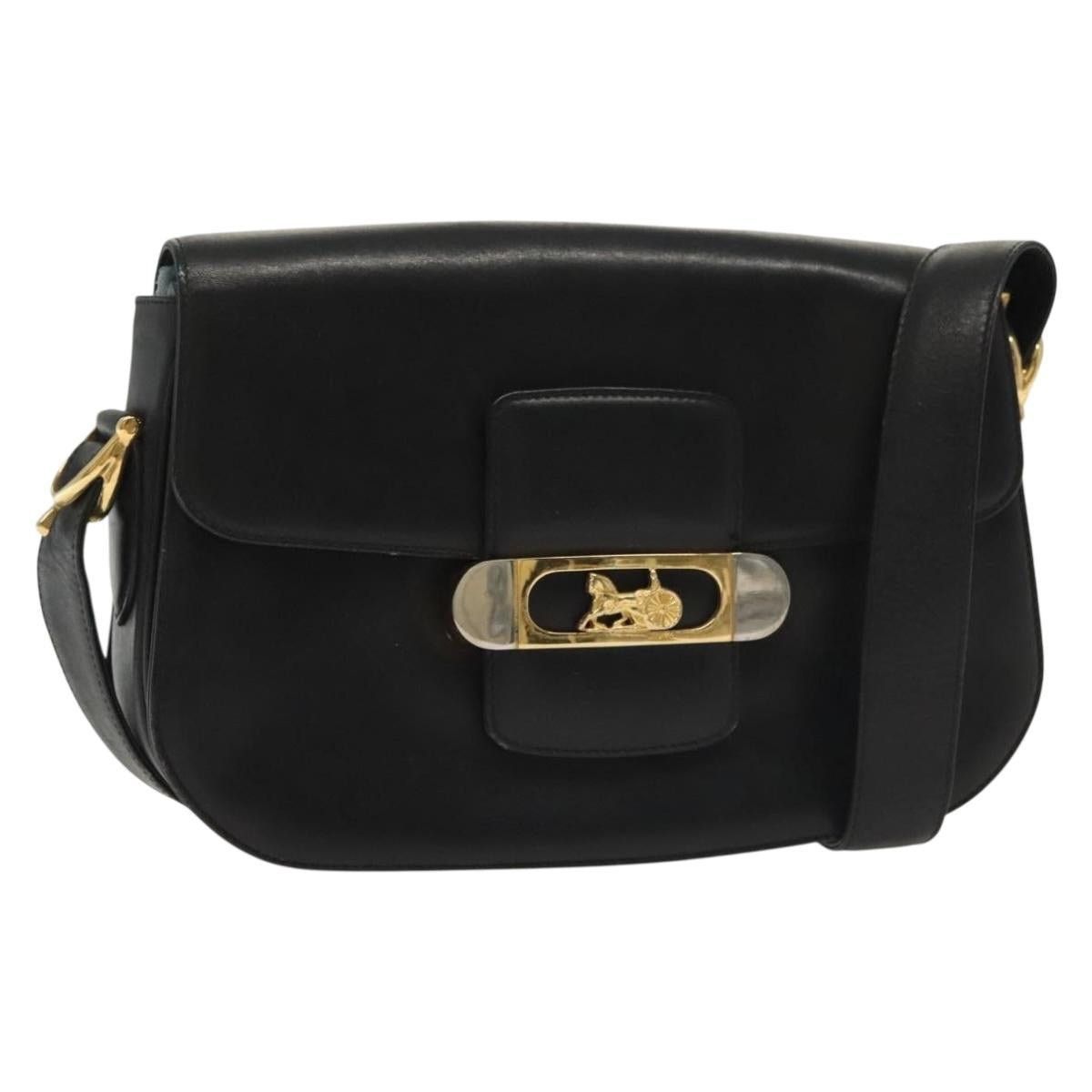 Celine CELINE Horse Carriage Shoulder Bag Leather Black Gold Size ONE SIZE - 1 Thumbnail