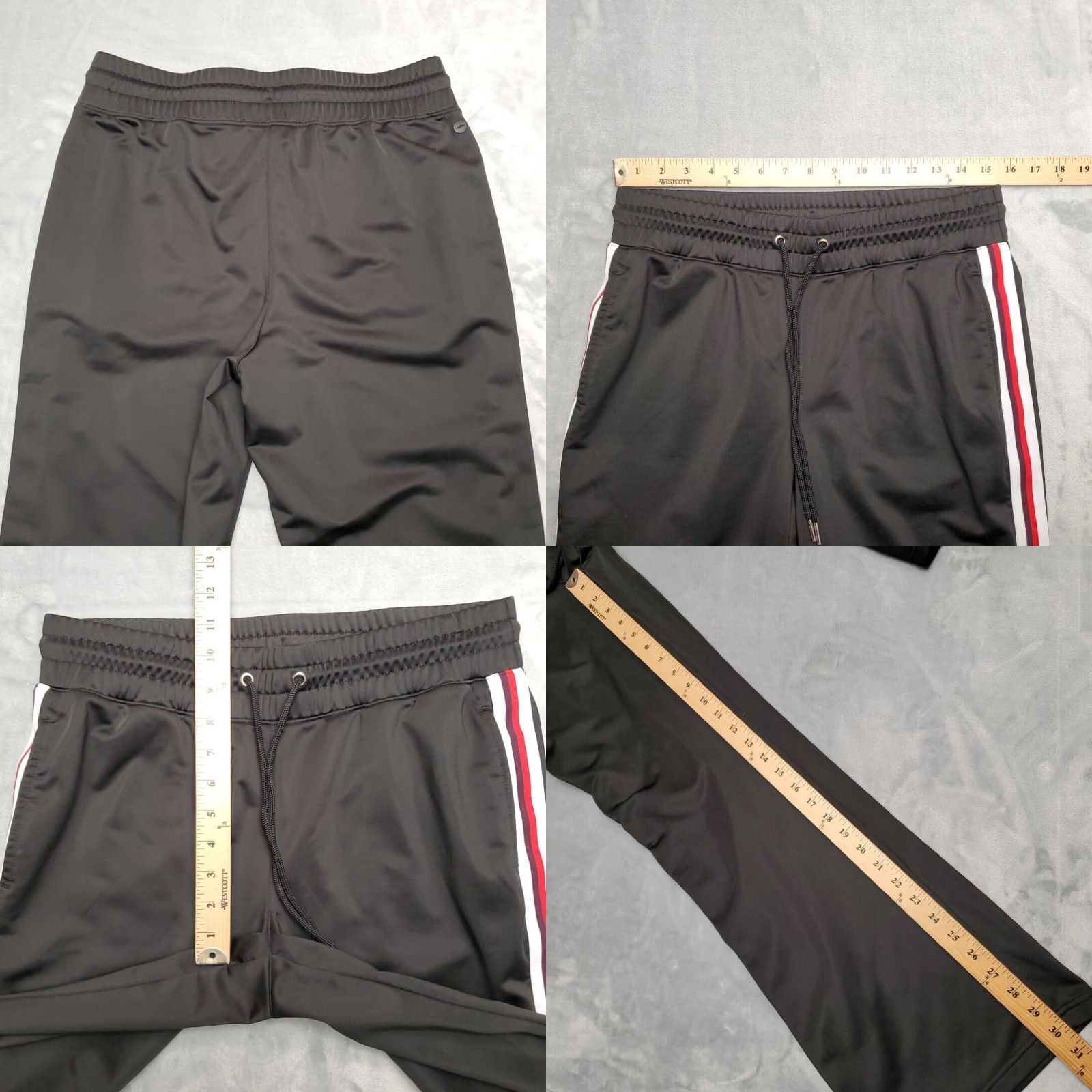 Avia Avia Pants M Black Warmup Side Snap Wide Leg Athletic Mens | 100% Polyester | Drawstring | Machine Washable | Striped | Gym & Training | USA Sports Size US 31 - 8 Thumbnail