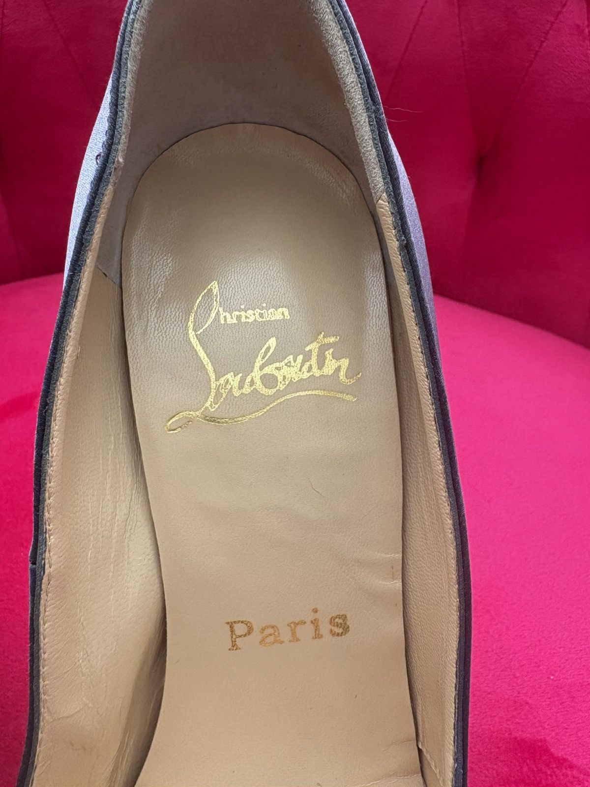 Christian Louboutin Christian Louboutin Gray Satin Pump Heels Size US 6.5 / IT 36.5 - 3 Thumbnail