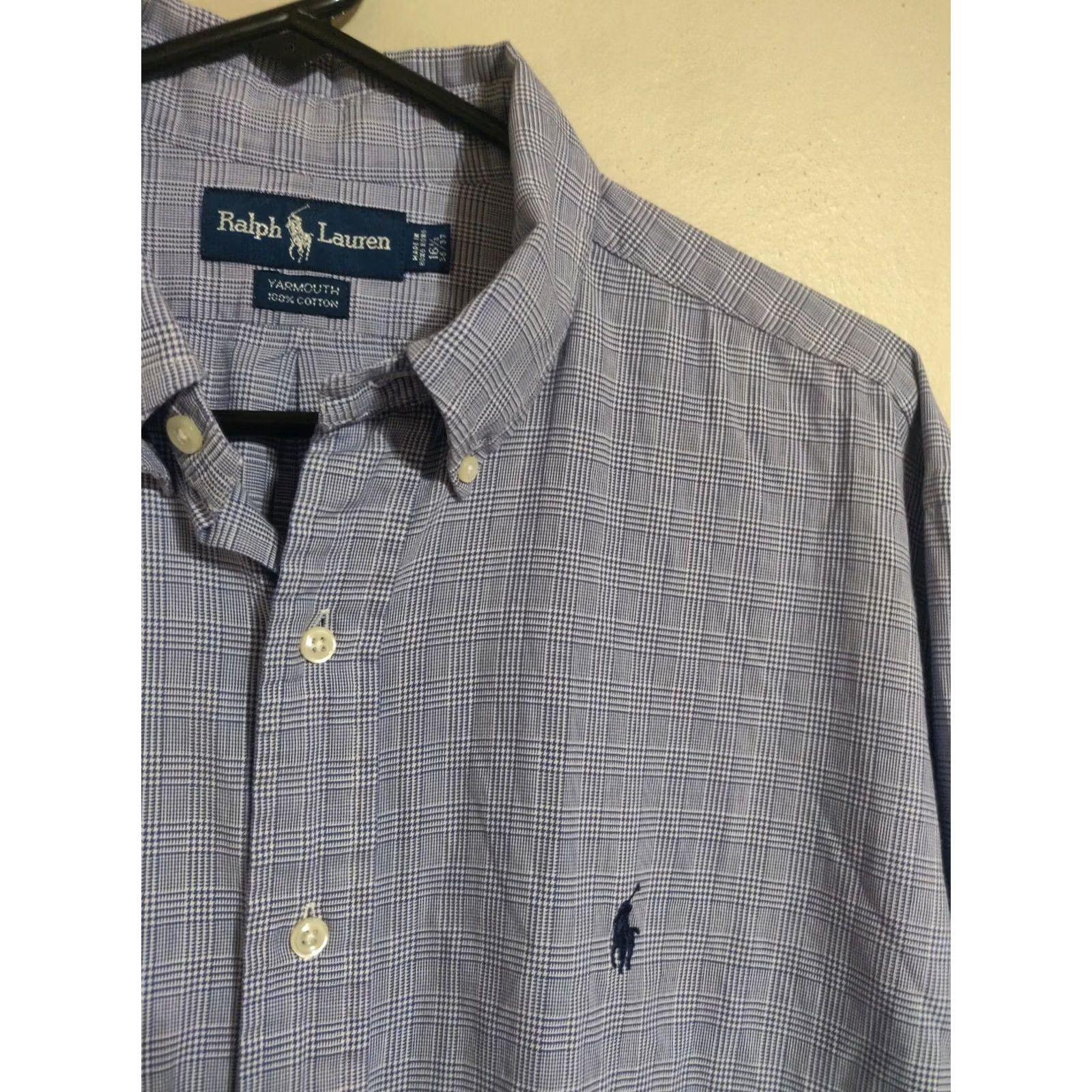 Polo Ralph Lauren Polo Ralph Lauren Yarmouth Blue Houndstooth L/S Button Shirt Men's 16.5 36/37 Size US XL / EU 56 / 4 - 2 Thumbnail