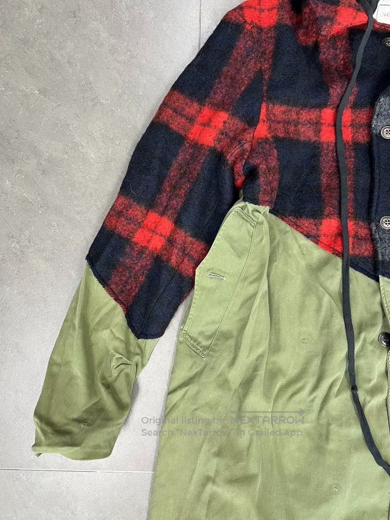Greg Lauren Greg Lauren Red and Black Cashmere Mixed Spliced Coat Size US M / EU 48-50 / 2 - 4 Thumbnail