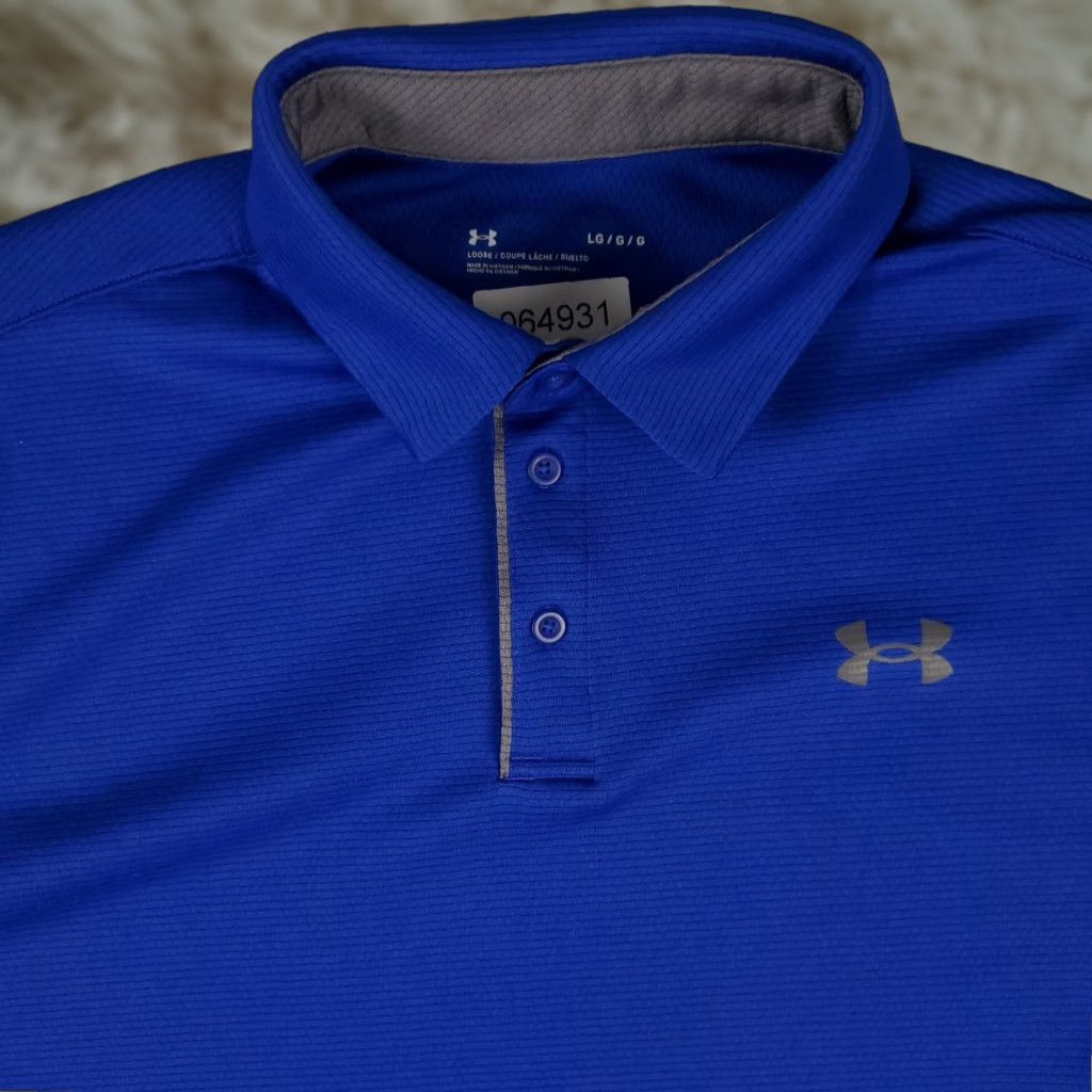 Under Armour Under Armour Polo Shirt Mens Size Large Blue Golf Casual Short Sleeve Size US L / EU 52-54 / 3 - 1 Thumbnail