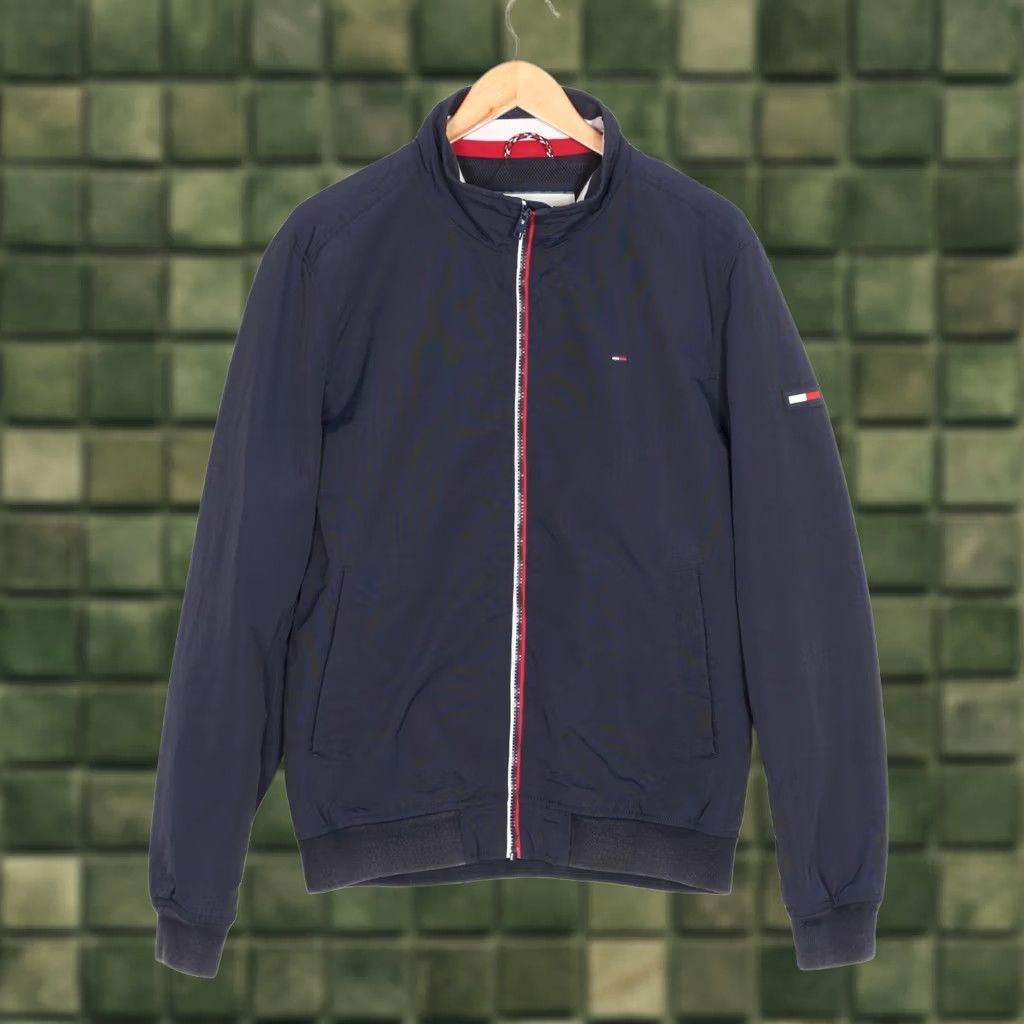 Tommy Hilfiger TOMMY HILFIGER JEANS Bomber Jacket Men XL Blue Canvas Regular Zip Jacket MJ6619 Size US 36 / EU 52 - 1 Thumbnail