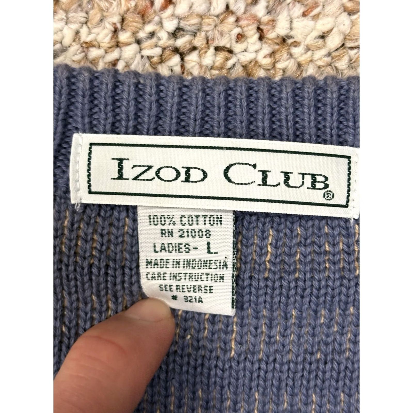 Izod VINTAGE IZOD Ladies Golf Sweater Vest L Blue 100% Cotton Embroidered Preppy 90s 80s Poipu Bay Zero Handicap V-Neck Sleeveless Woman Vest Ladies Size L / US 10 / IT 46 - 5 Thumbnail