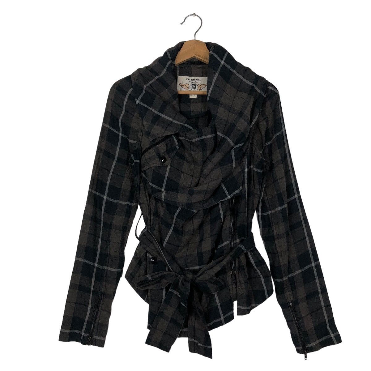 Japanese Brand 🔥90’s Bondage Parachute Biker Jacket Diesel Femme Tartan Size S / US 4 / IT 40 - 1 Thumbnail