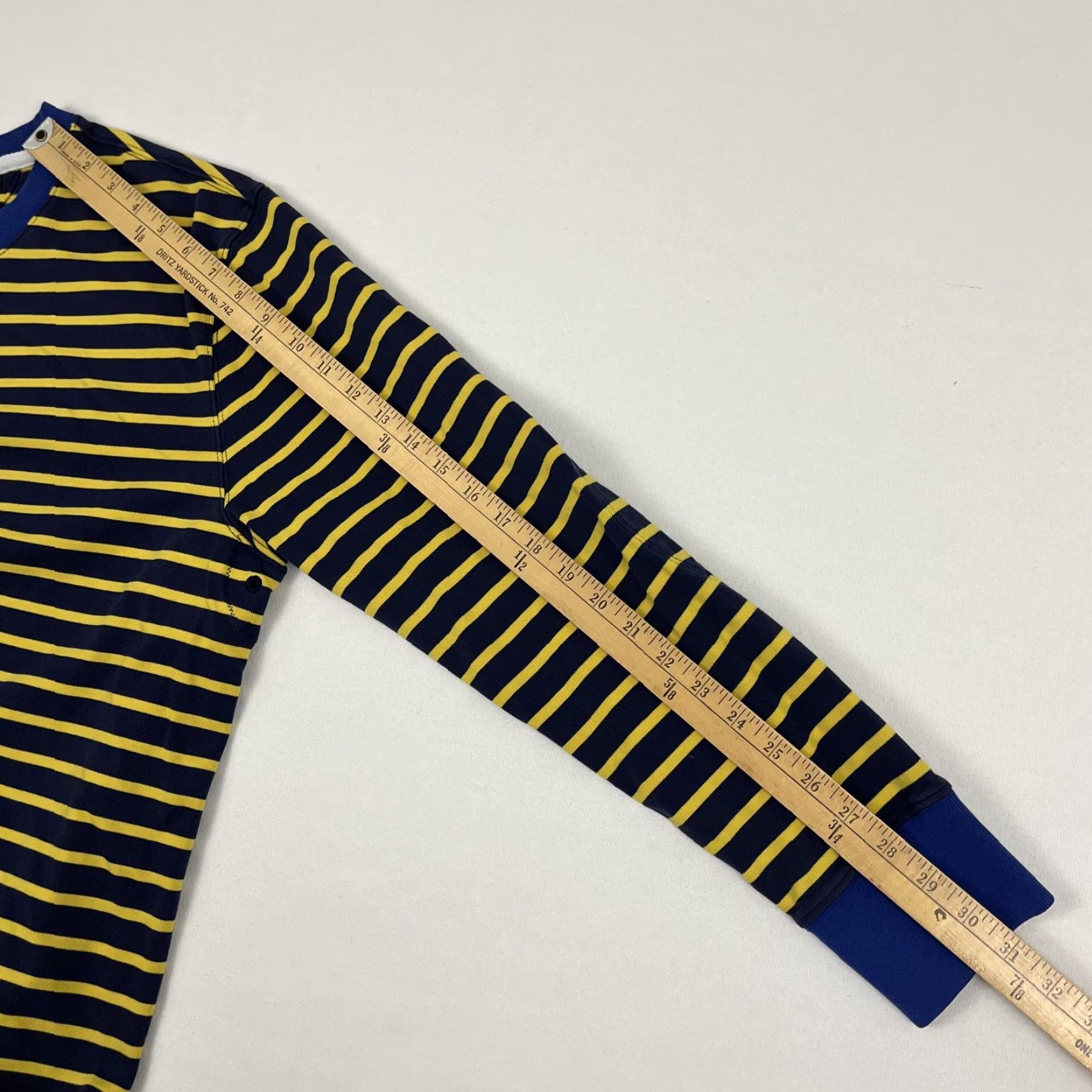 J.Crew J. Crew Shirt Mens Large Blue Yellow Striped Elbow Pads Crewneck Size US L / EU 52-54 / 3 - 6 Thumbnail