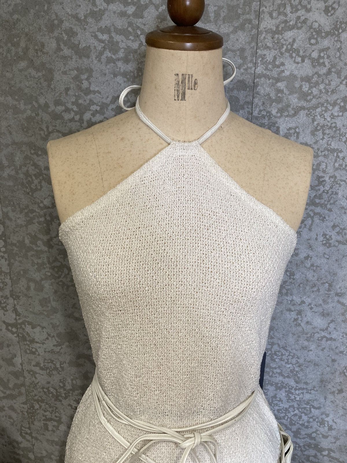 Japanese Brand Runway Knit Halter Dress Leather Pocket Archive Size XS / US 0-2 / IT 36-38 - 4 Thumbnail
