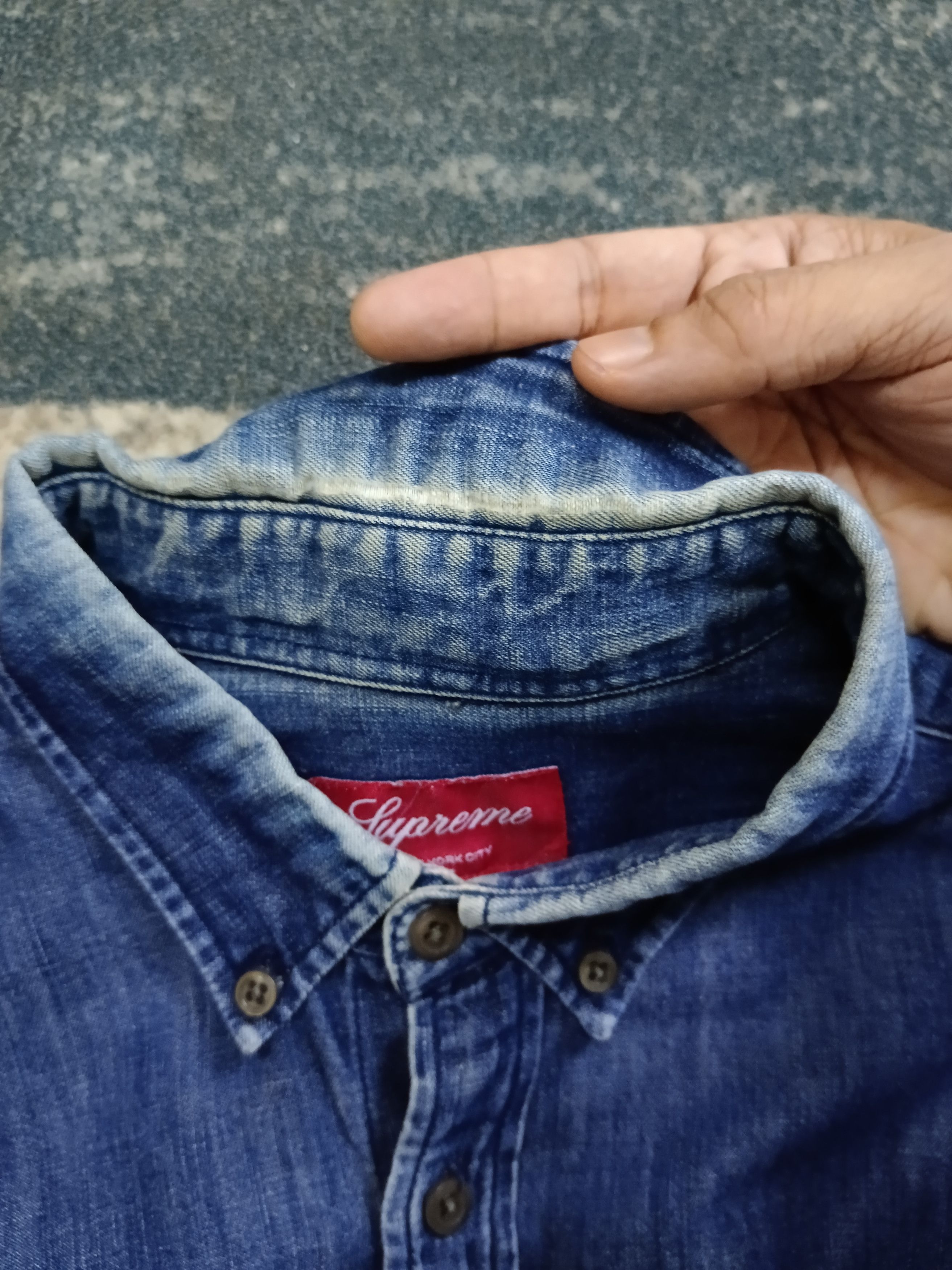 Supreme 0G🔥GRAIL DiSTRESSED DENIM SHIRT SUPREME Size US M / EU 48-50 / 2 - 11 Thumbnail