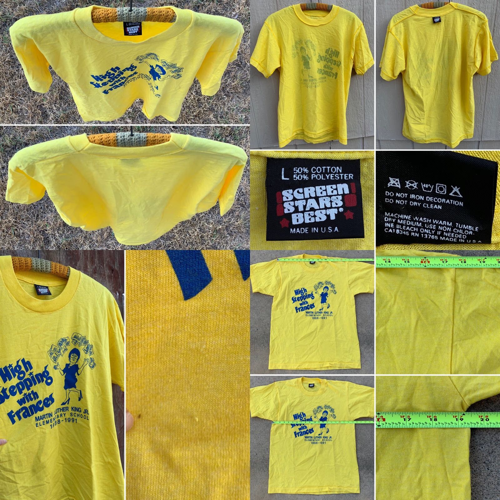 Vintage VINTAGE High Stepping With Frances Martin Luther King Jr Elementary T-Shirt L Mens Yellow Graphic Print 90s 80s Size US L / EU 52-54 / 3 - 8 Thumbnail