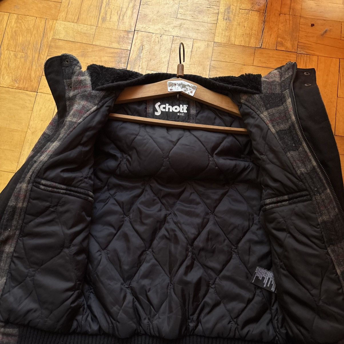 Schott Vintage Schott NYC Plaid Wool Duffle Bomber Jacket w/ Hood Size US S / EU 44-46 / 1 - 6 Thumbnail
