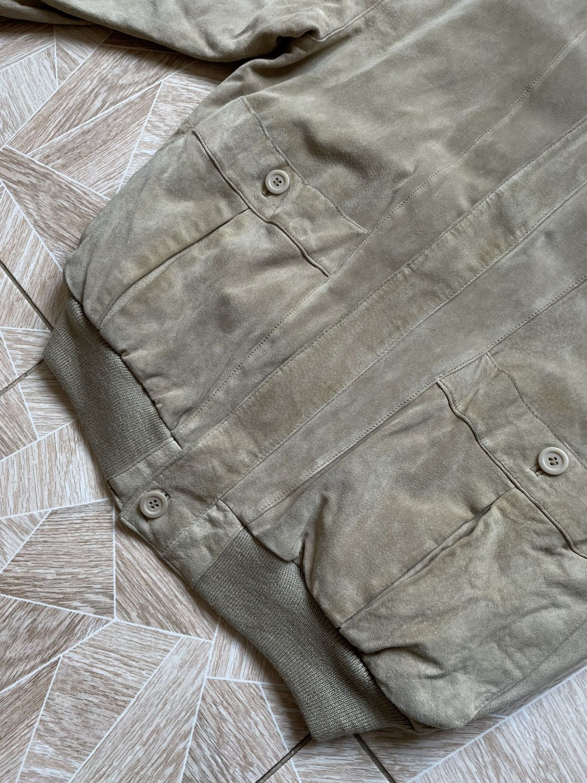 Designer × Leather × Vintage Real Leather Echtes Leder Cuir Veritable Suede Bomber Jacket Size US L / EU 52-54 / 3 - 4 Thumbnail