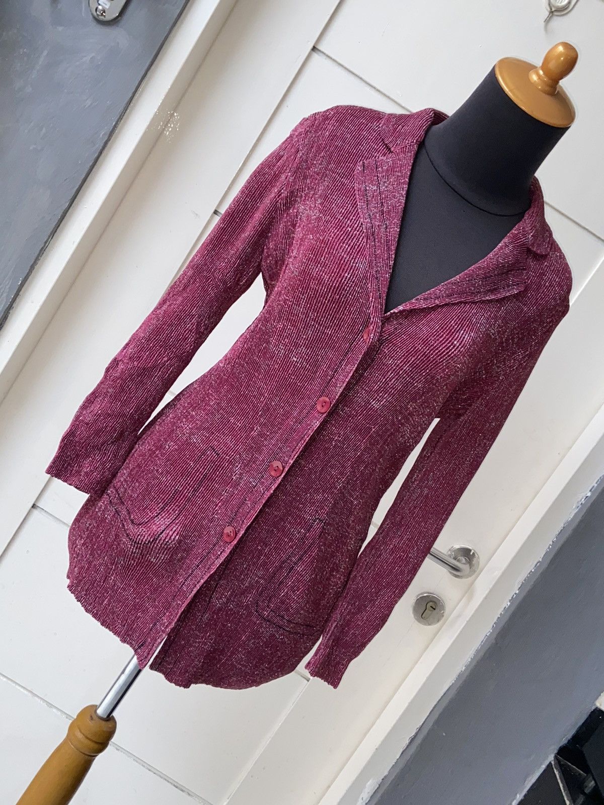 Designer × Japanese Brand COLLINEJARDIN Pink Pleats Blazers Size XS / US 0-2 / IT 36-38 - 7 Thumbnail