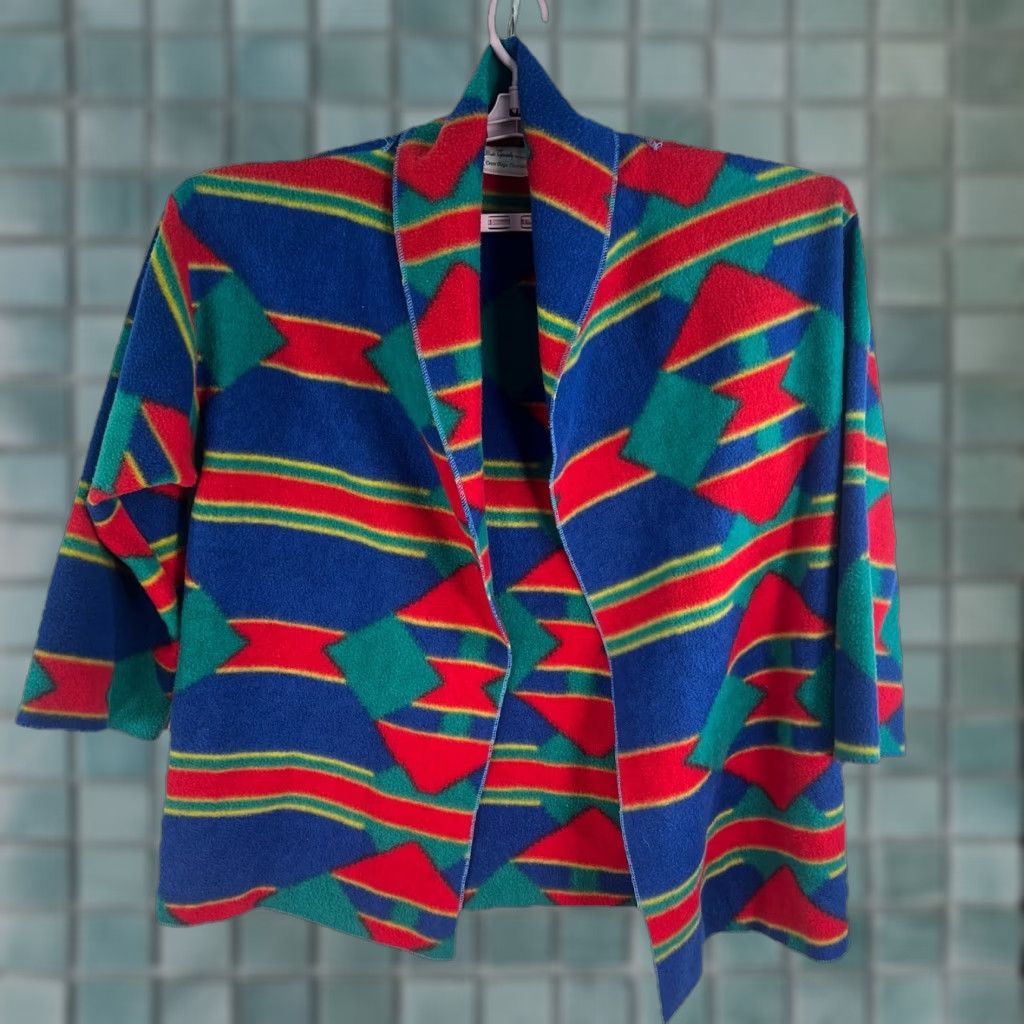 Simons VINTAGE Dora Faye Simmons Open Front Southwest Aztec Flannel Cardigan Womens XL Size XL / US 12-14 / IT 48-50 - 1 Thumbnail