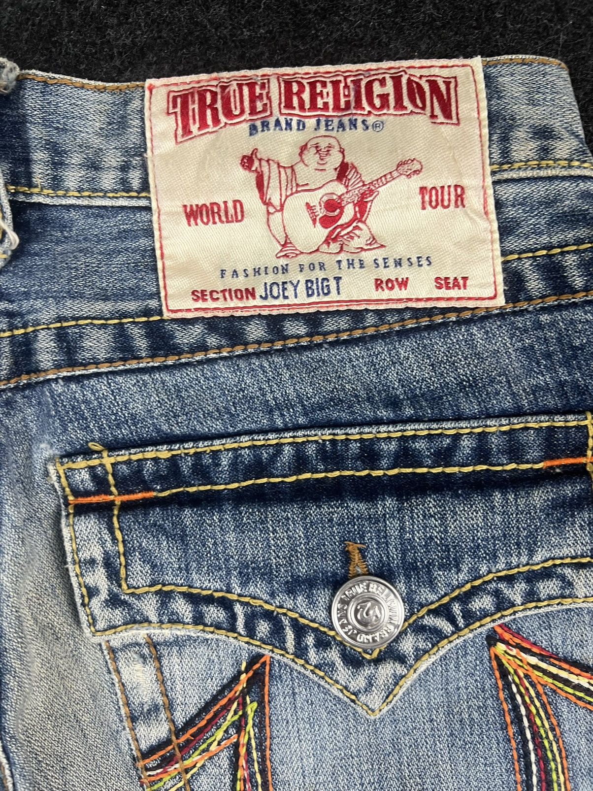 True Religion True Religion Joey Big T Multicolour Embroidery Flare Jeans Size US 31 - 8 Thumbnail