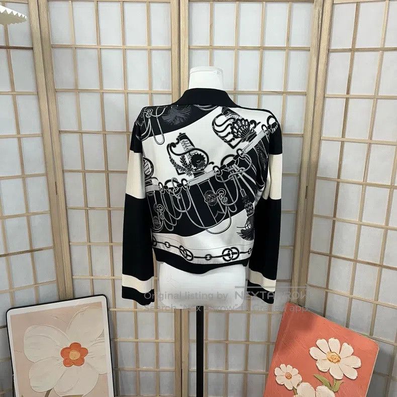 Hermes Hermes Black and white color block knit cardigan, cashmere Size XS / US 0-2 / IT 36-38 - 2 Thumbnail