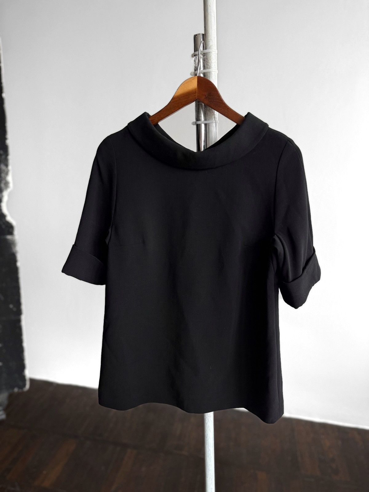 Escada Escada Womens Black Structured Roll Neck Short Sleeve Top Size M / US 6-8 / IT 42-44 - 5 Thumbnail