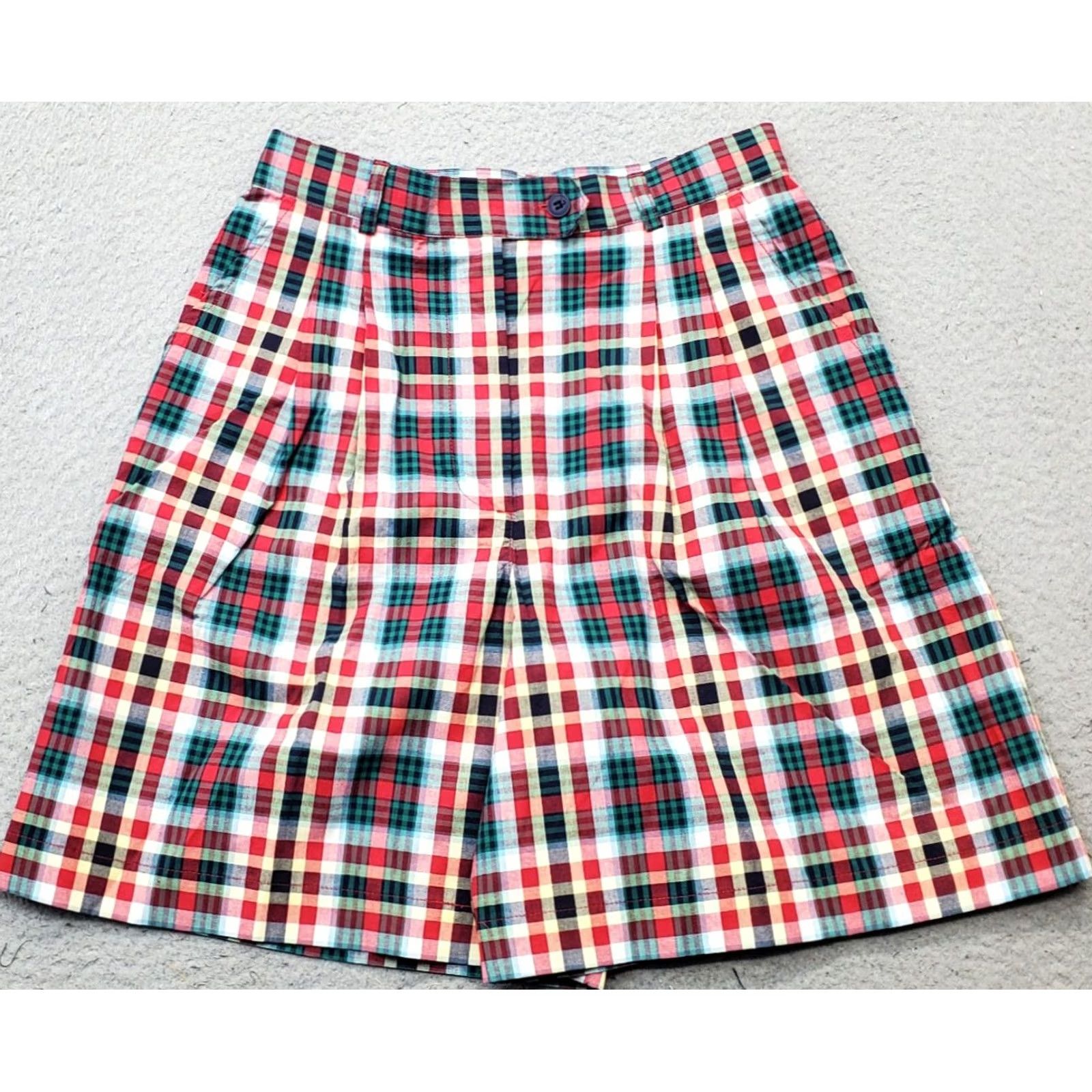 Charter Club Charter Club Camp Counselor Shorts Women: Womens Size 8 Multi Plaid High-Waisted Pleated Bermuda Shorts Size 30" / US 8 / IT 44 - 2 Thumbnail
