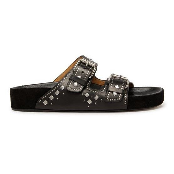 Isabel Marant ISABEL MARANT Lennyo Silver Stud Black Leather Sandals New ( Size US 6 / IT 36 - 1 Thumbnail