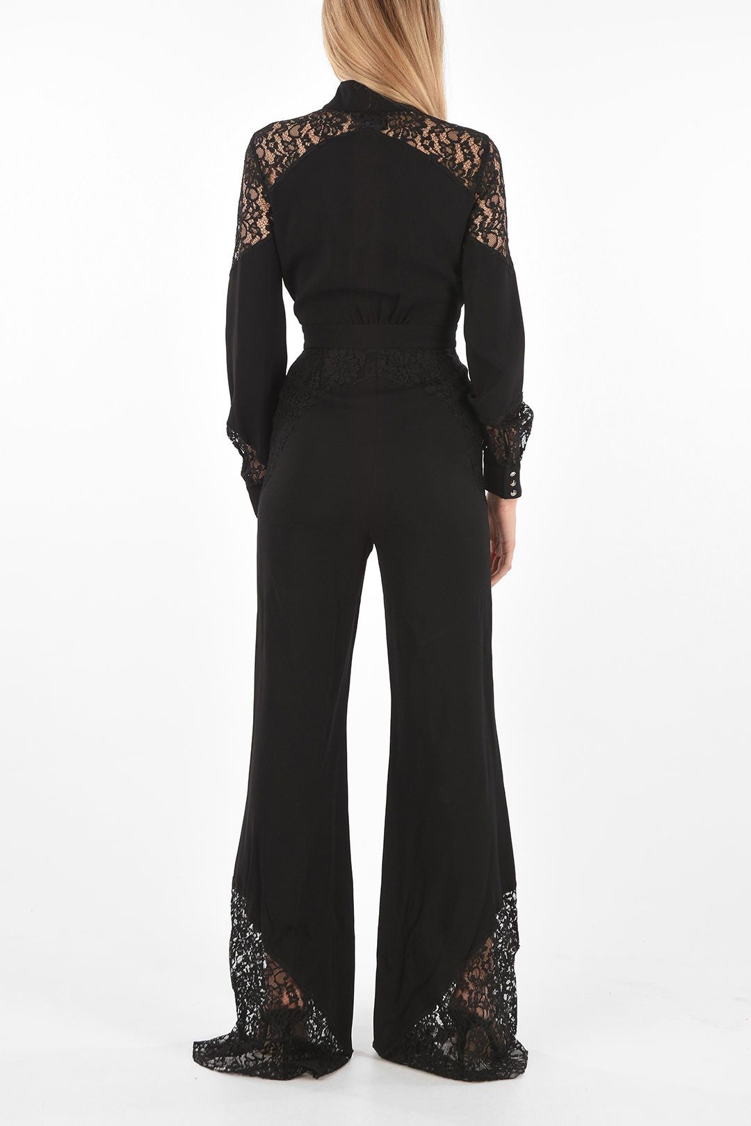 Philipp Plein og1mm0824 Jumsuit With Lace and Plunging Neckline in Black Size 30" / US 8 / IT 44 - 2 Thumbnail