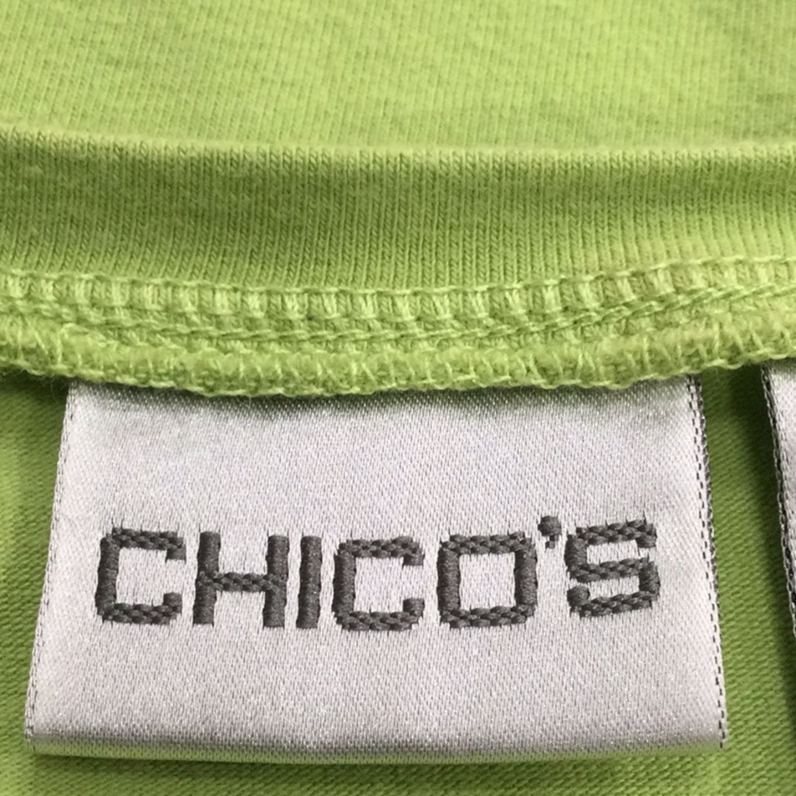 Chicos Chico's Green &White V-Neck 3/4 Sleeve Pullover Top 3/XL/16 Size XL / US 12-14 / IT 48-50 - 10 Thumbnail