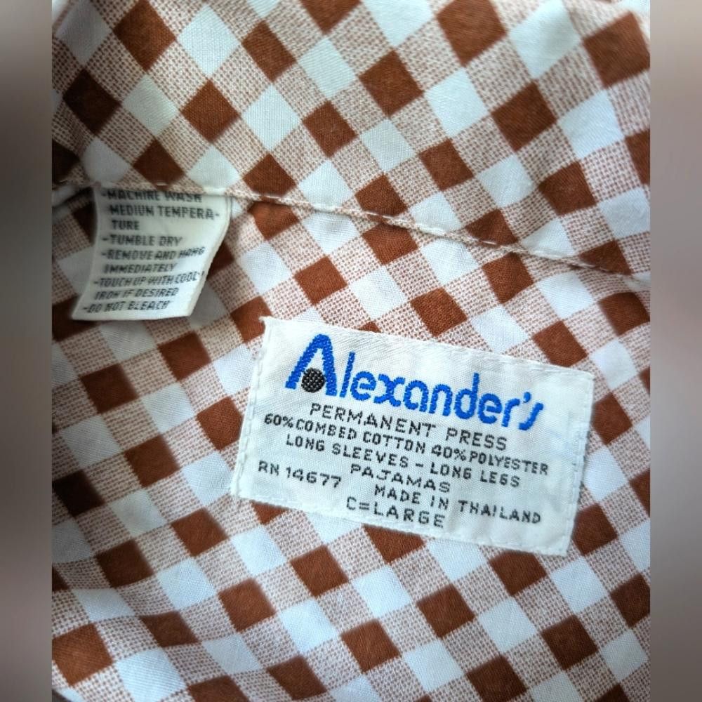Designer Men's Vintage 80s Alexander's Checkered Pajamas Loungewear Size ONE SIZE - 6 Thumbnail