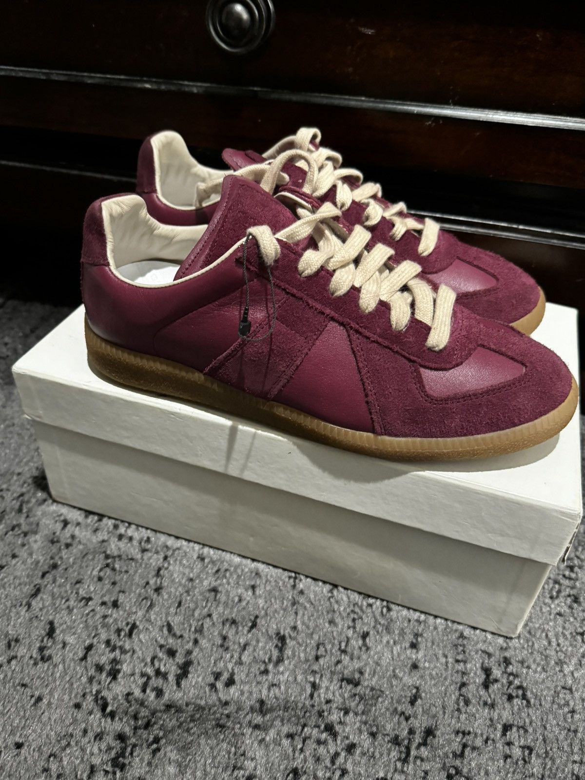 image of Maison Margiela Replica Low-Top Sneakers in Bordeaux, Men's (Size 5)