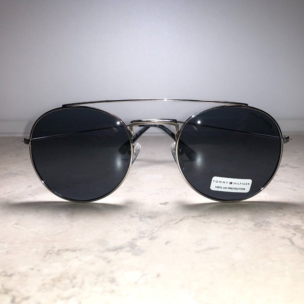 Tommy Hilfiger Tommy Hilfiger Silver & Black Round Aviator Sunglasses Size ONE SIZE - 3 Thumbnail