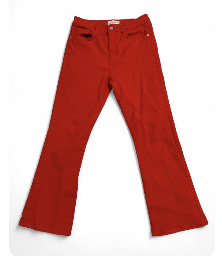 Loft LOFT Bright Red High-Rise Flare Jeans size 26 (2) Size 26" / US 2 / IT 38 - 2 Thumbnail