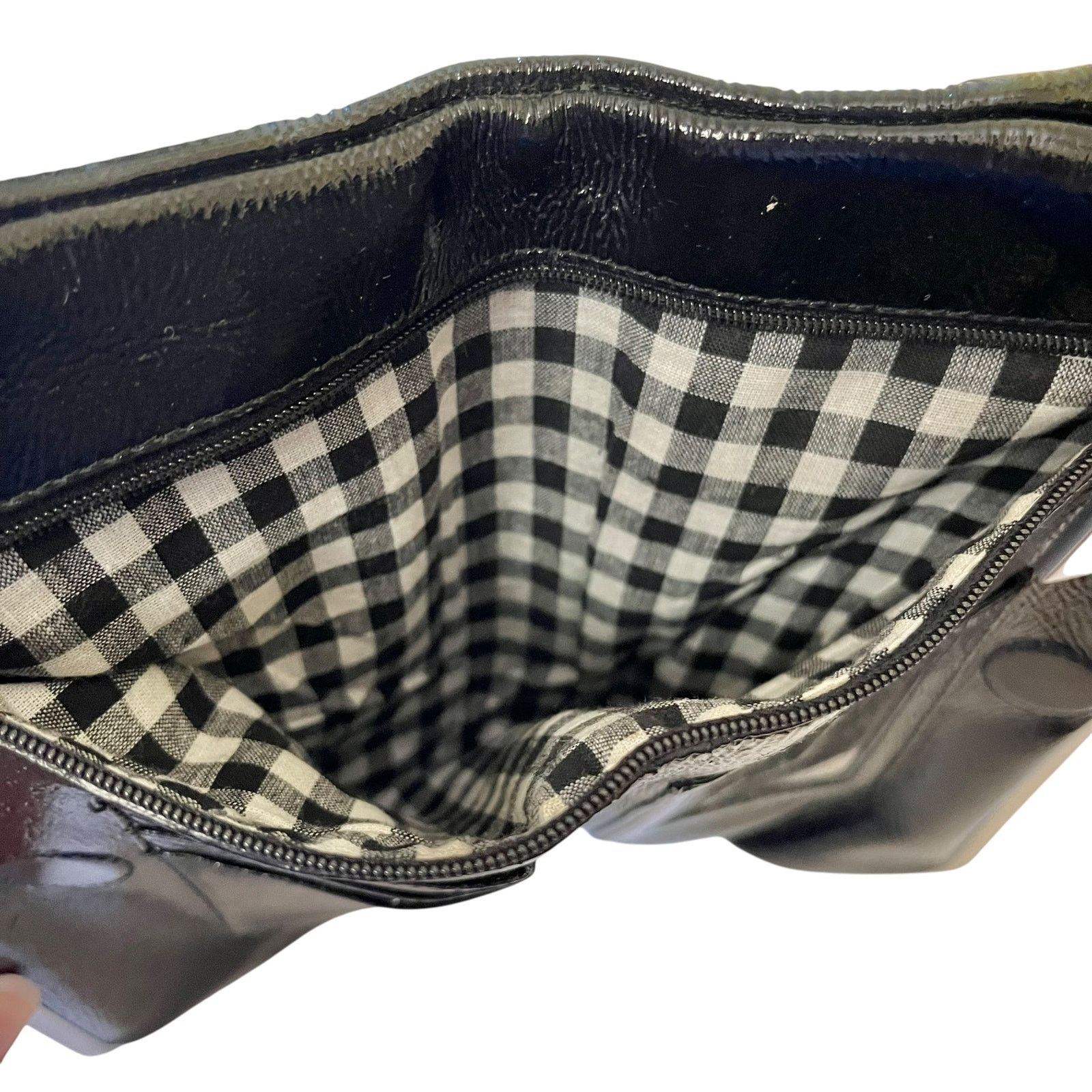 Hobo HOBO Lauren Black Crinkle Patent Leather Double-Frame Wallet Size ONE SIZE - 4 Thumbnail